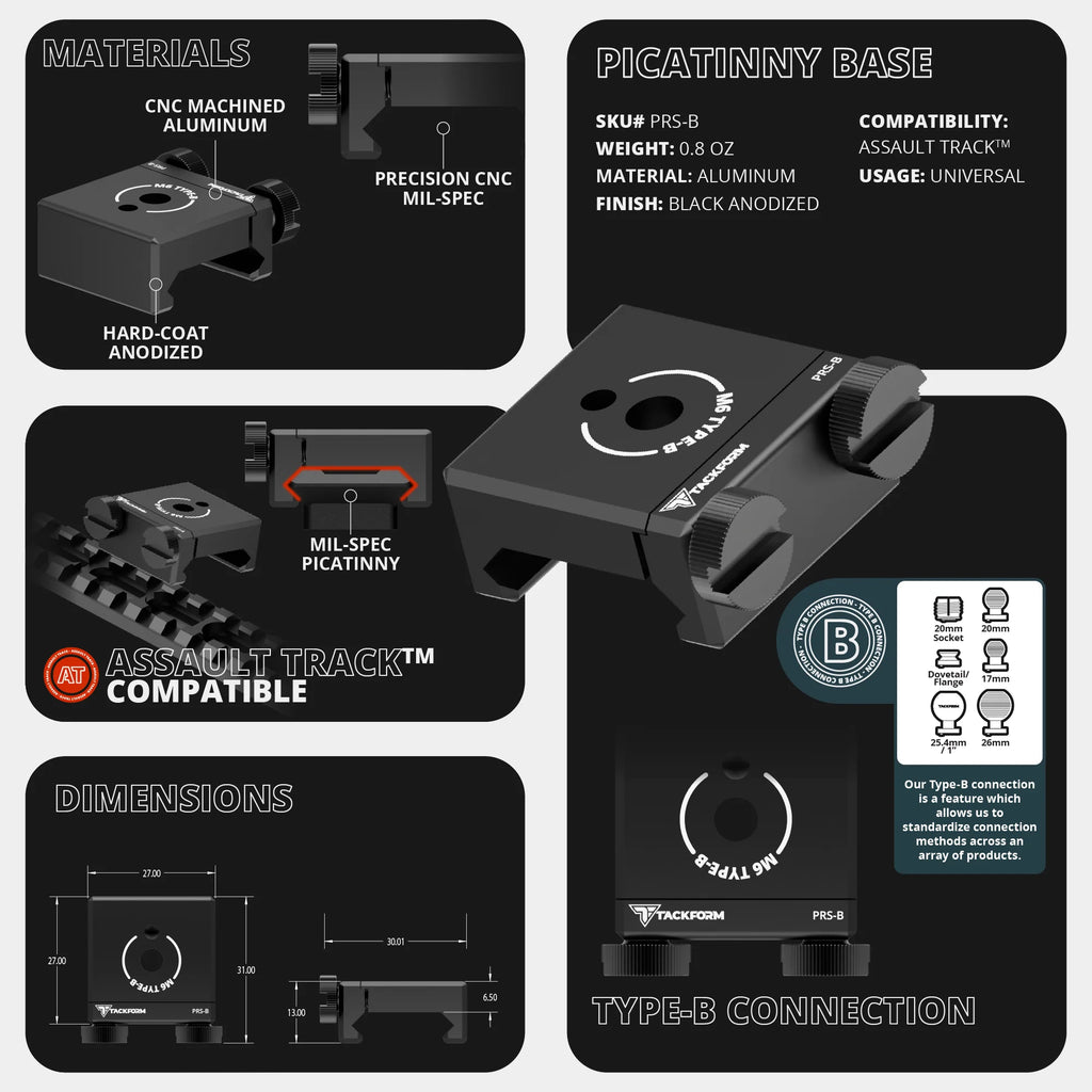 2024+ Ford F-150 (See Compatibility Info For Specific Year/Trim Fitment Details) Tackform Assault Track Picatinny Dash Bracket With 20LITE Phone Mount and Magnetic Radar Detector Holder | Telescoping Arm