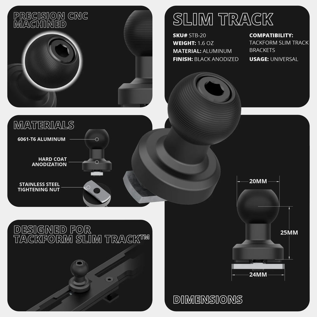 2016-2023 Toyota Tacoma Tackform Slim Track Dash Bracket With Tablet Mount