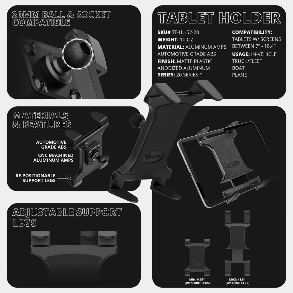 2024+ Ford F-150 (See Compatibility Info For Specific Year/Trim Fitment Details) Tackform Slim Track Dash Bracket With MagSafe Phone Mount and Tablet Holder | Telescoping Arm