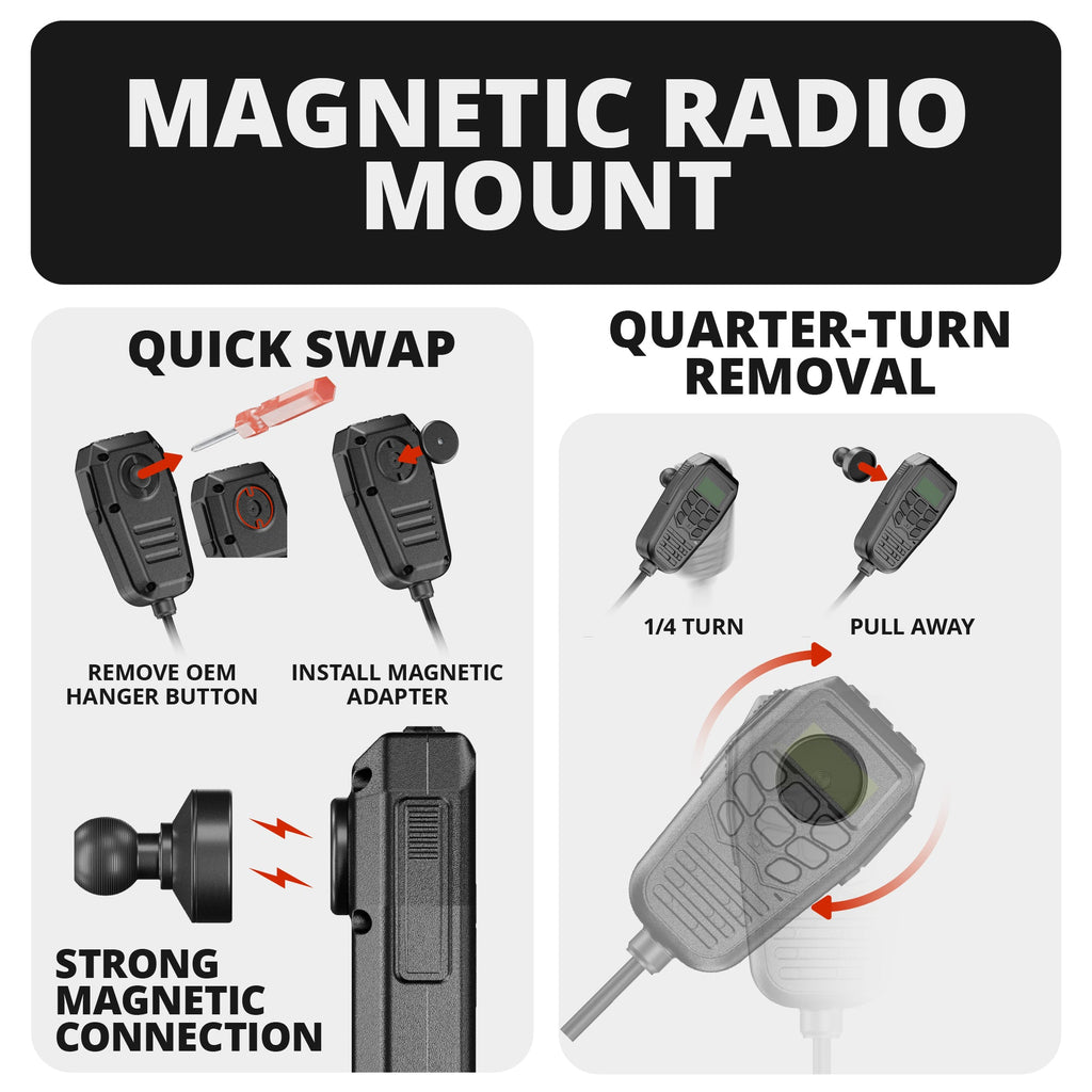 LINK™ Midland MXT Magnetic CB Mic Mount | Accessory Ready Dash and Grab Handle Compatible | 2021+ Ford Bronco | 7.5"-9.25" Telescoping Arm