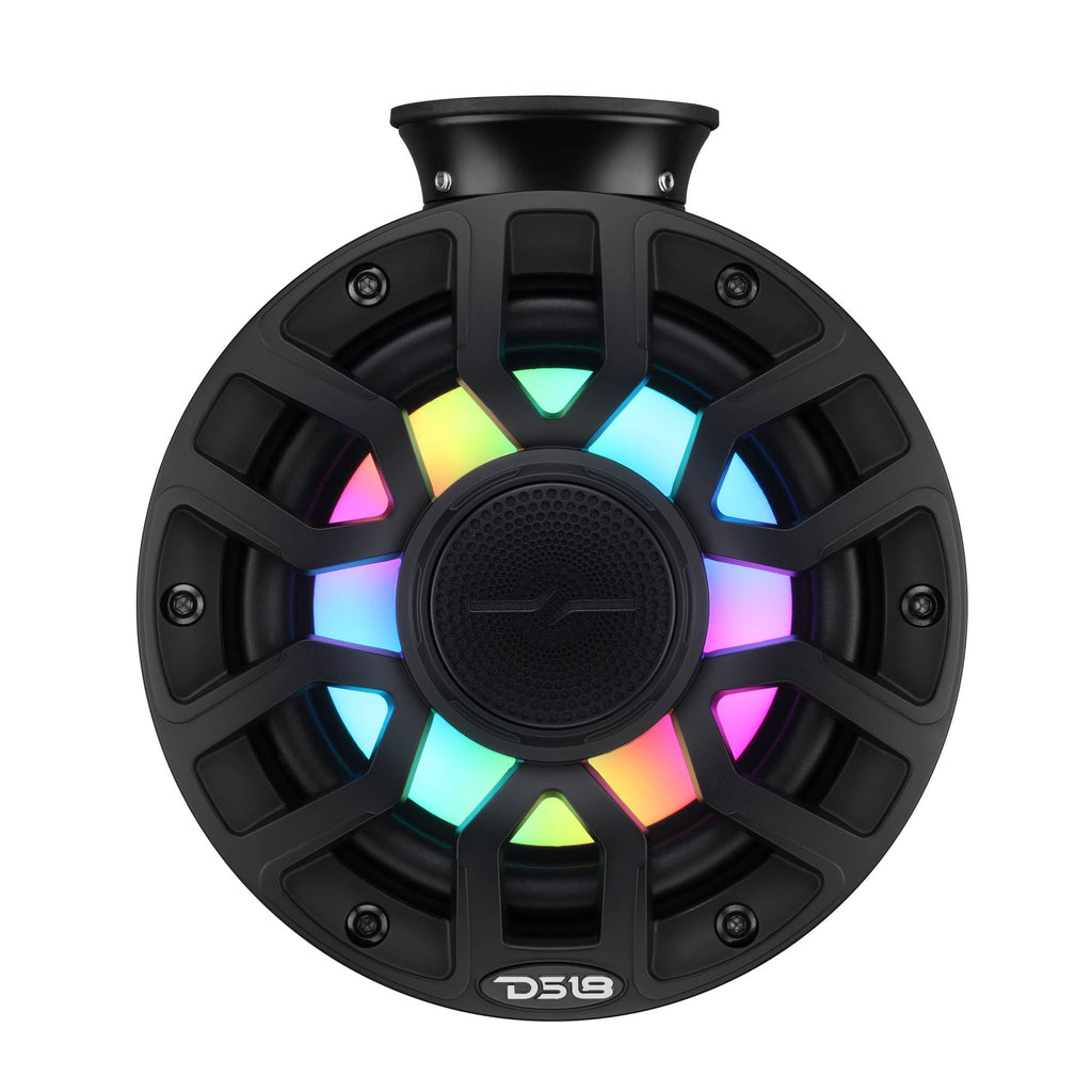 6.5" NXL-iQ Marine Short Tower Coaxial Speakers with Digital LED Lights, 150W RMS, 300W Max, 4-Ohm