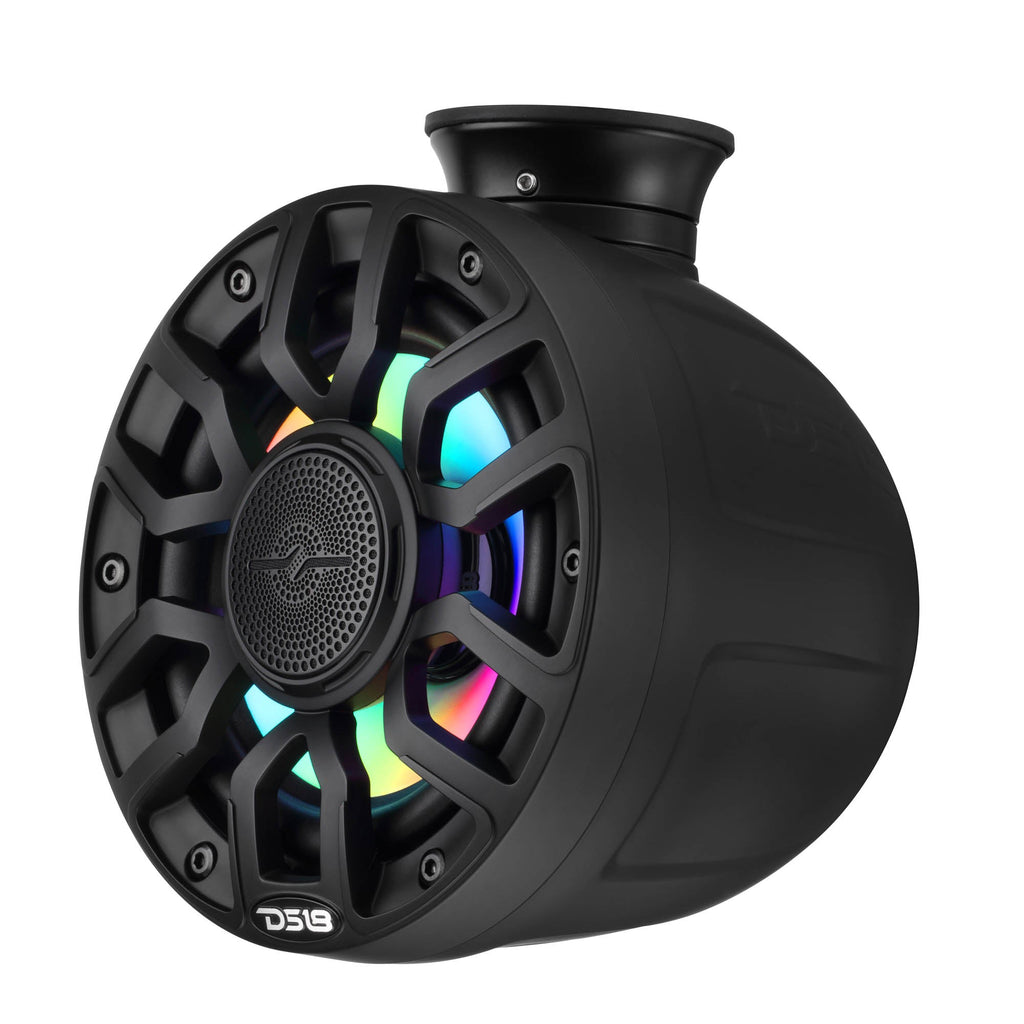 6.5" NXL-iQ Marine Short Tower Coaxial Speakers with Digital LED Lights, 150W RMS, 300W Max, 4-Ohm
