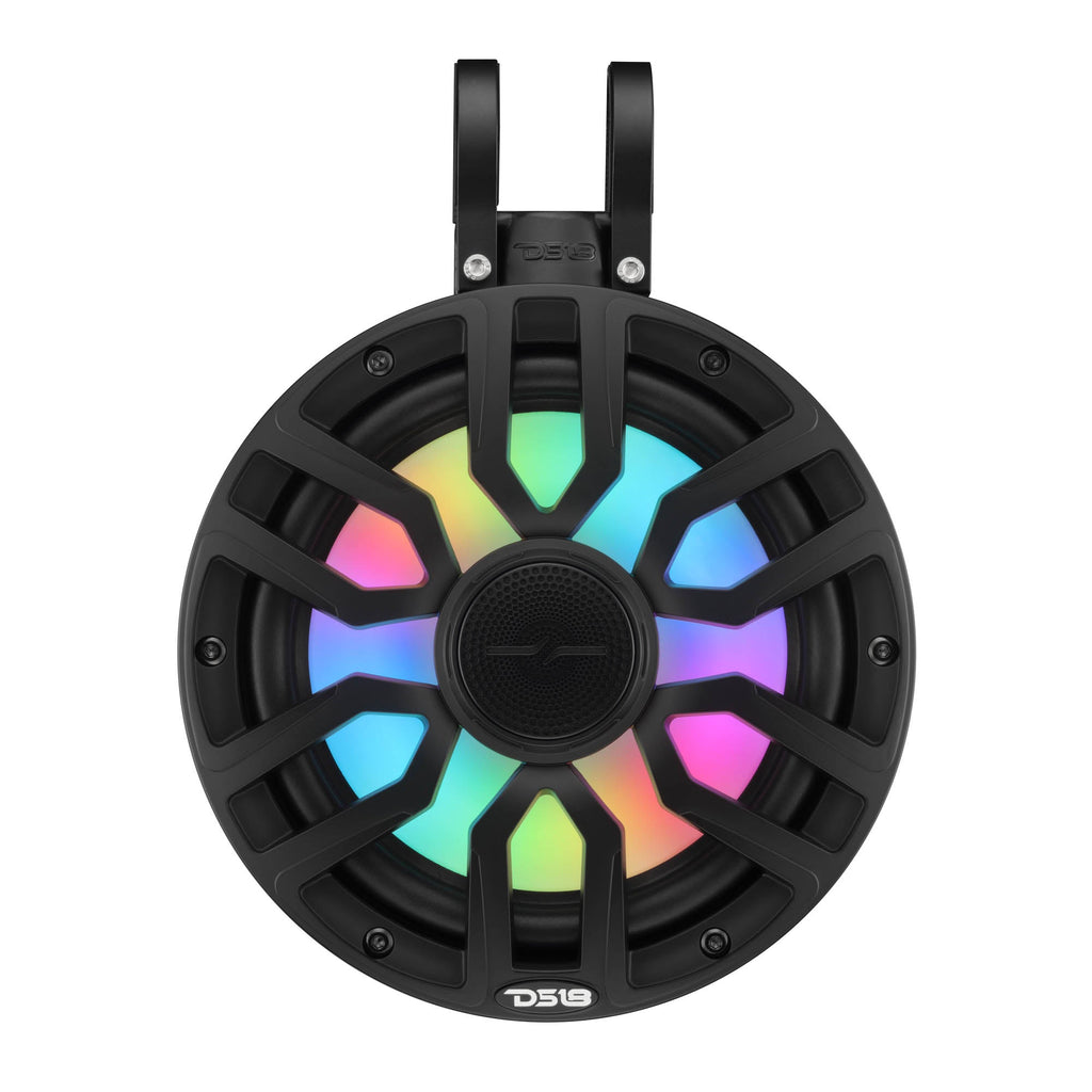 8" NXL-iQ Marine Short Tower Coaxial Speakers with Digital LED Lights, 175W RMS, 350W Max, 4-Ohm