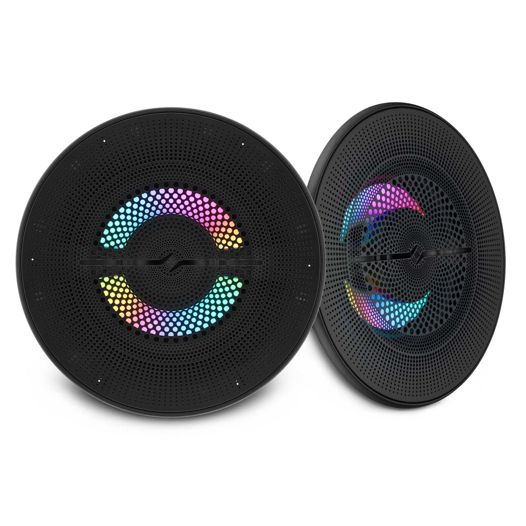 Luxury 6.5” 2-Way Marine Coaxial Speaker with Digital LED Lights and Flush Magnetic Mount Grille | 150W RMS 4-Ohm