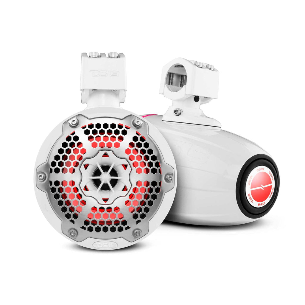 NXL 6.5" Neodymium Marine and Powersports Towers with Built-in Passive Radiator, 1" Driver and LED RGB Lights 150 Watts Rms