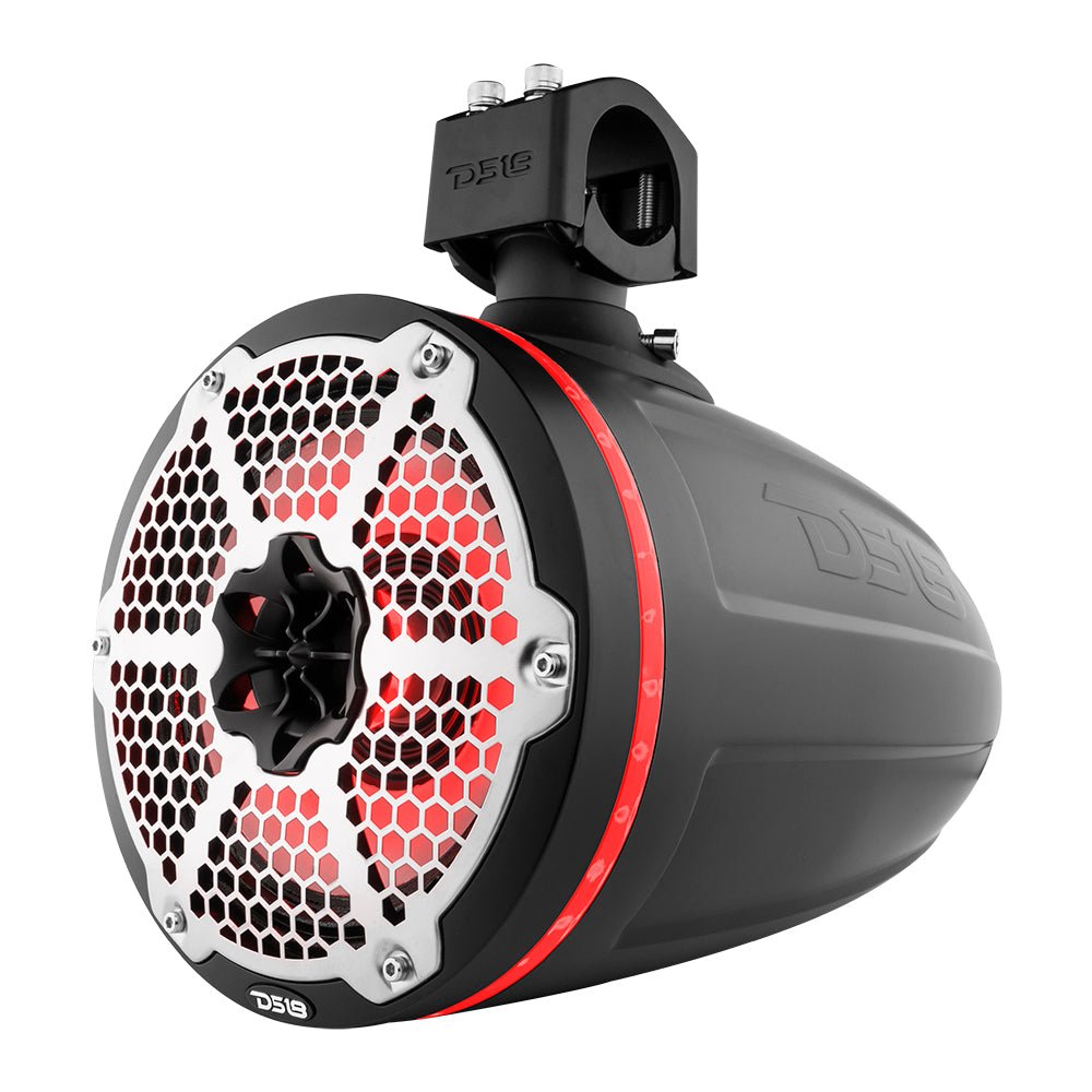 NXL 8" Neodymium Marine and Powersports Towers with Built-in Passive Radiator, 1" Driver and LED RGB Lights 180 Watts Rms -Black