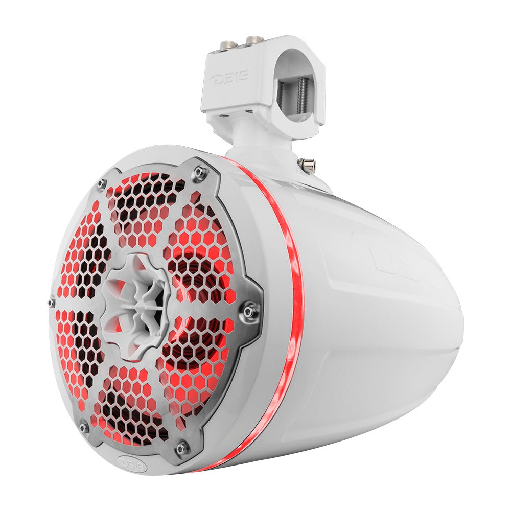 Bronco 6th Gen Roll Bar Audio Bundle – 8" Marine Tower Speakers with RGB LED Lights, OEM Roll Bar Mounting Clamps