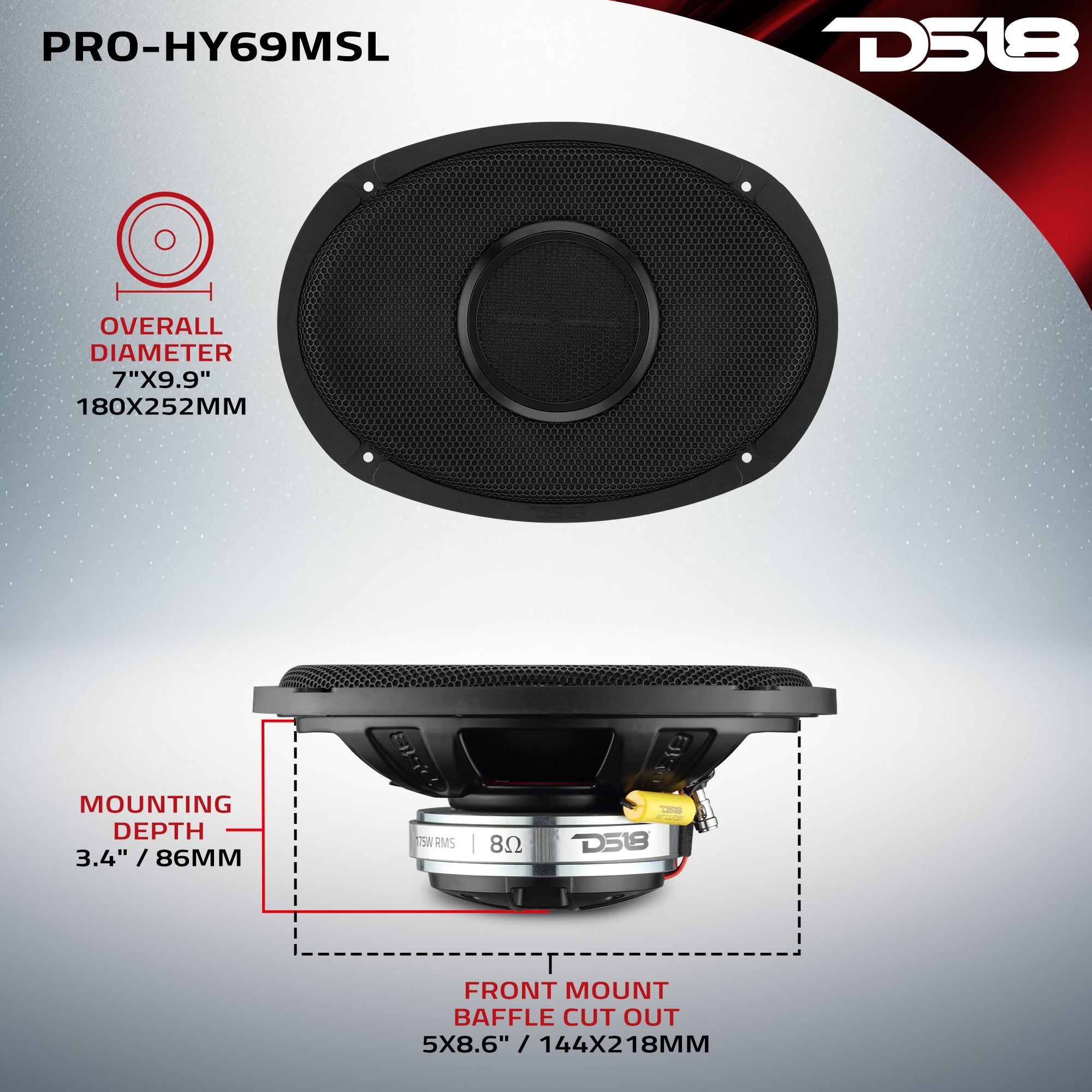 PRO 6x9” Hybrid Slim Loudspeaker with Water-Resistant Cone and Compression Driver Horn | 175W RMS 8-Ohm