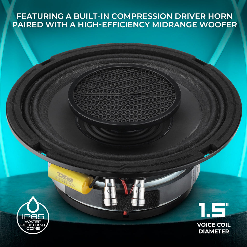 PRO 6.5" Shallow Coaxial Hybrid Mid-Range Loudspeaker with Built-in Driver | 150W RMS 8-Ohm