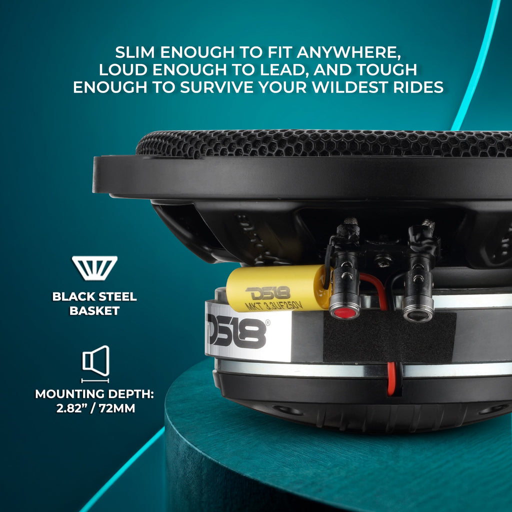 PRO 6.5" Shallow Coaxial Hybrid Mid-Range Loudspeaker with Built-in Driver | 150W RMS 8-Ohm