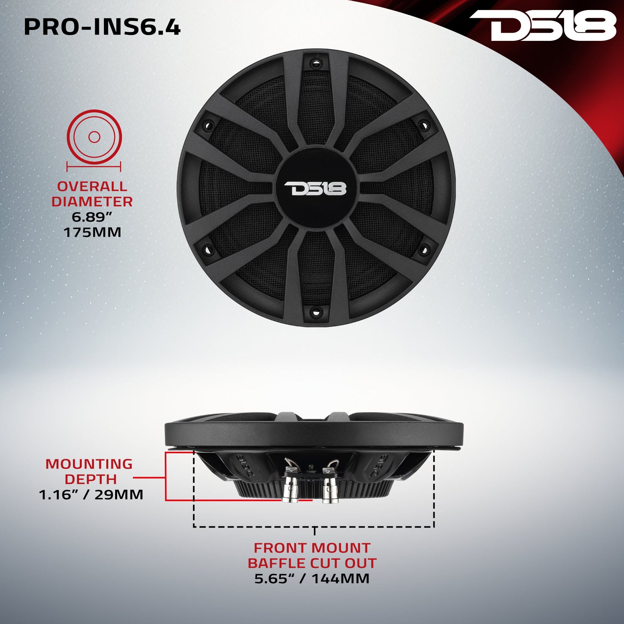 6.5” Ultra Slim Mid-Range Loudspeaker with Neodymium Magnet | 120W RMS 4-Ohm
