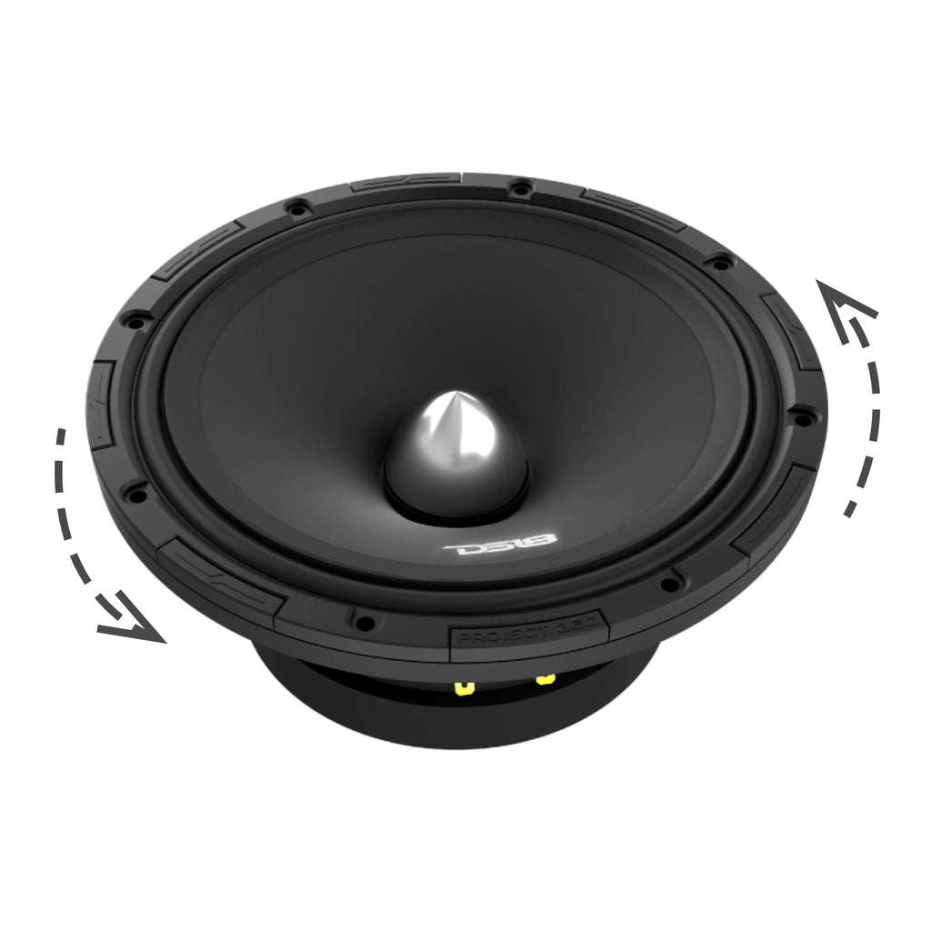 PROJECT360 8” High-Sensitivity Mid-High Loudspeaker with Bullet - 300W RMS 8-Ohm - Rotating Recone Design For Quick Repair
