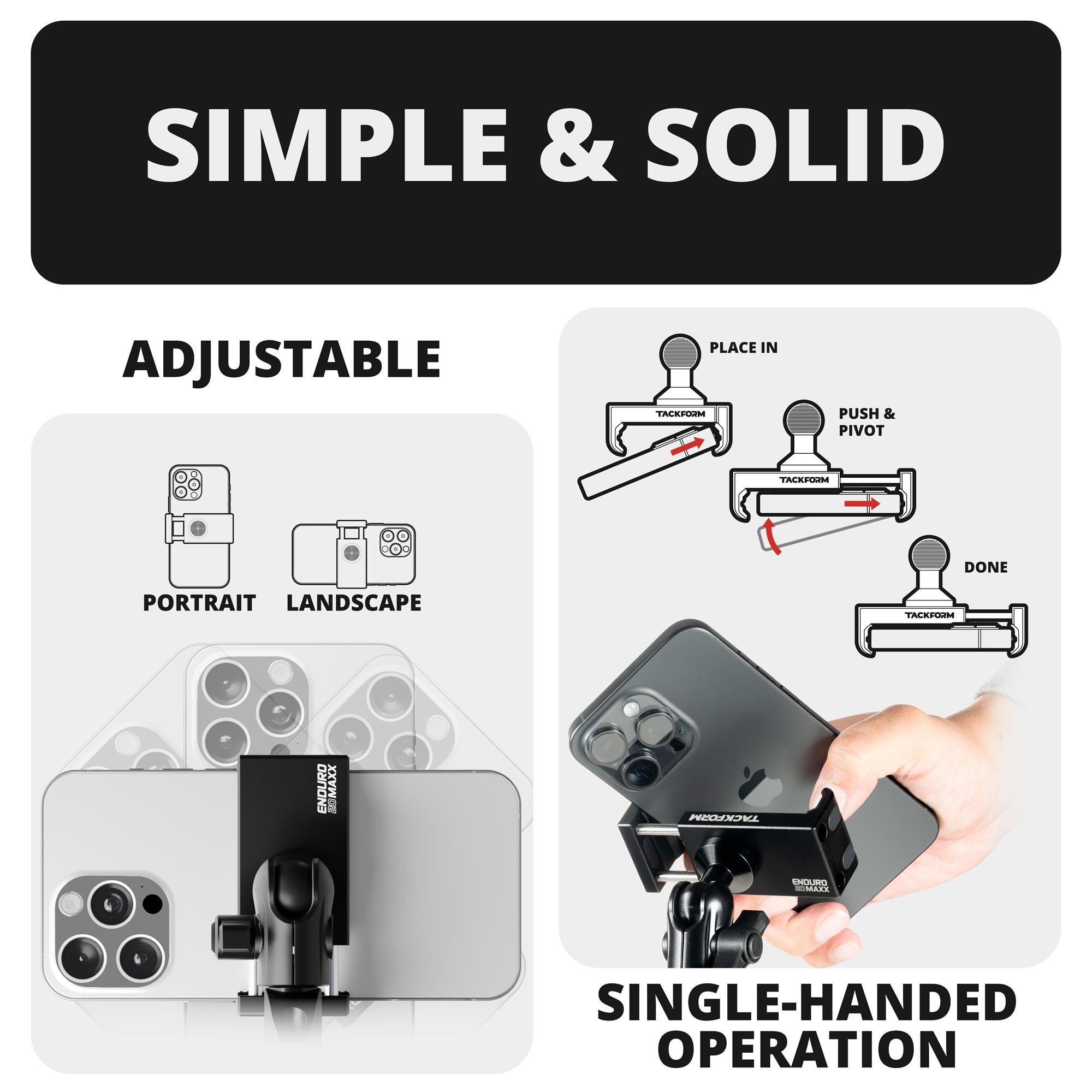 2004-2008 Ford F-150 Tackform Slim Track Dash Bracket With 20LITE Phone Mount