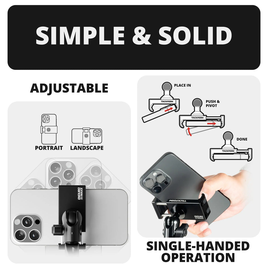 2023-2026 Ford Super Duty (F-250 Through F-600) Tackform Slim Track Dash Bracket With 20LITE Phone Mount