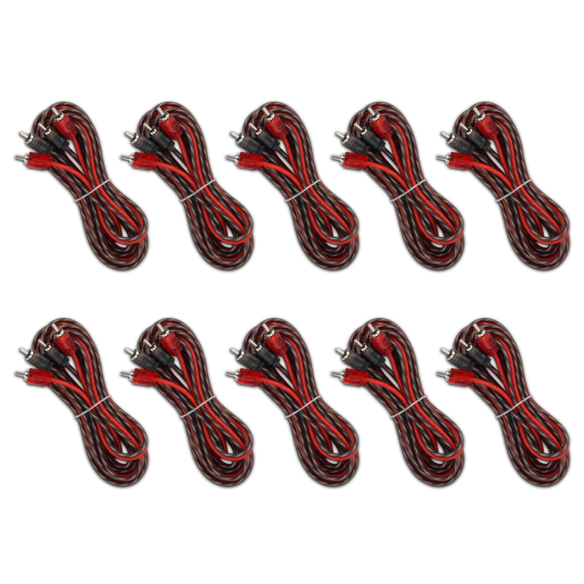 12 ft Ultra Flex 100% OFC RCA Cable Wire – 10-Pack