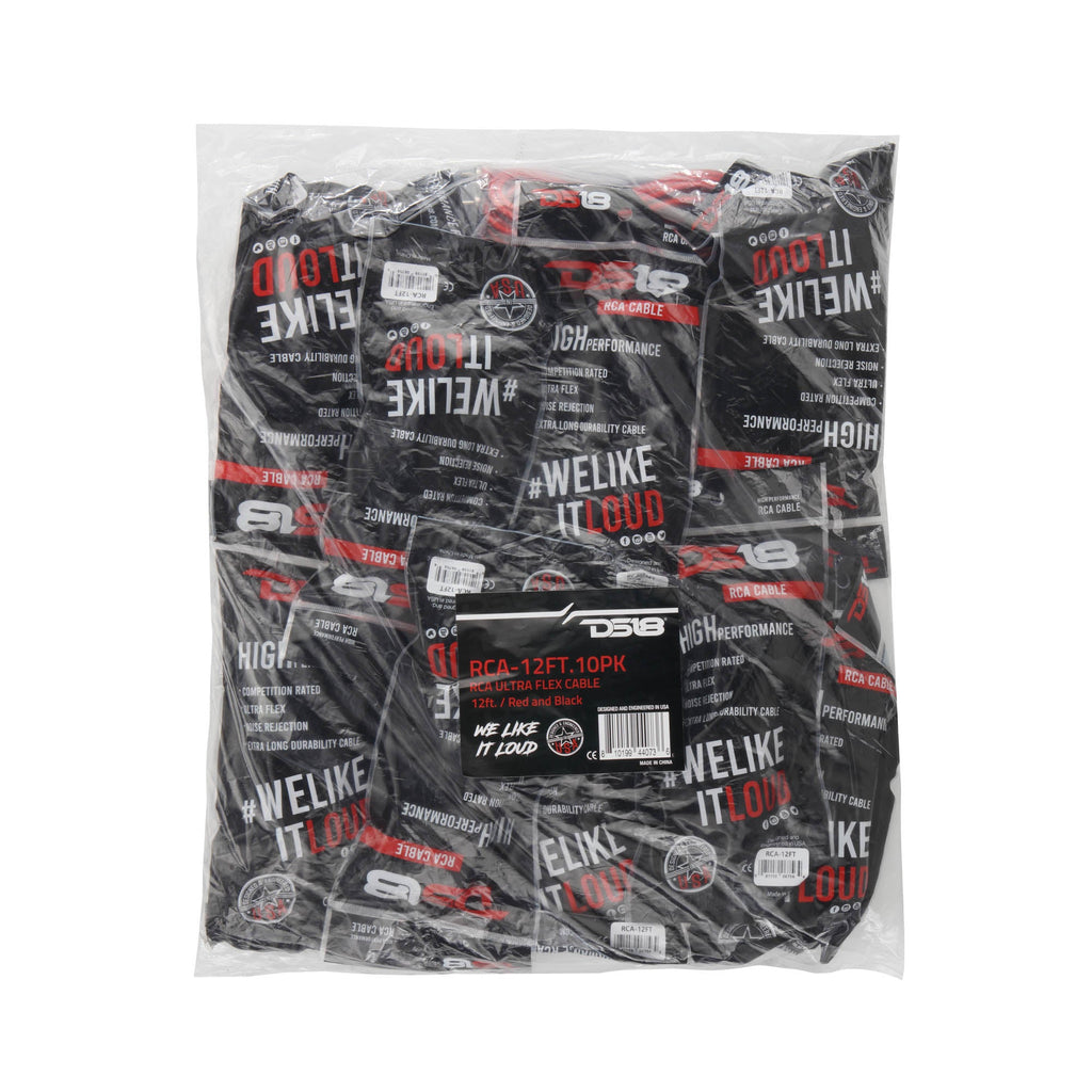 12 ft Ultra Flex 100% OFC RCA Cable Wire – 10-Pack