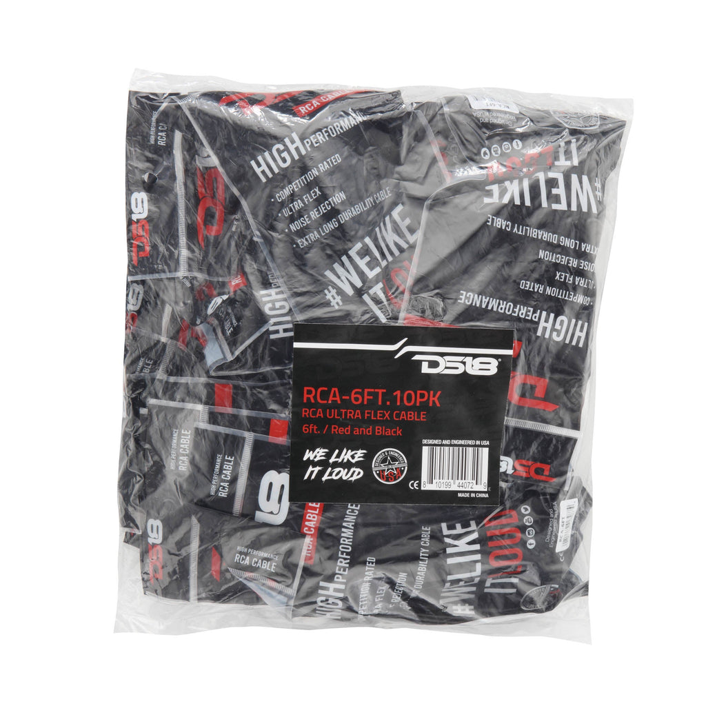 6 ft Ultra Flex 100% OFC RCA Cable Wire – 10-Pack
