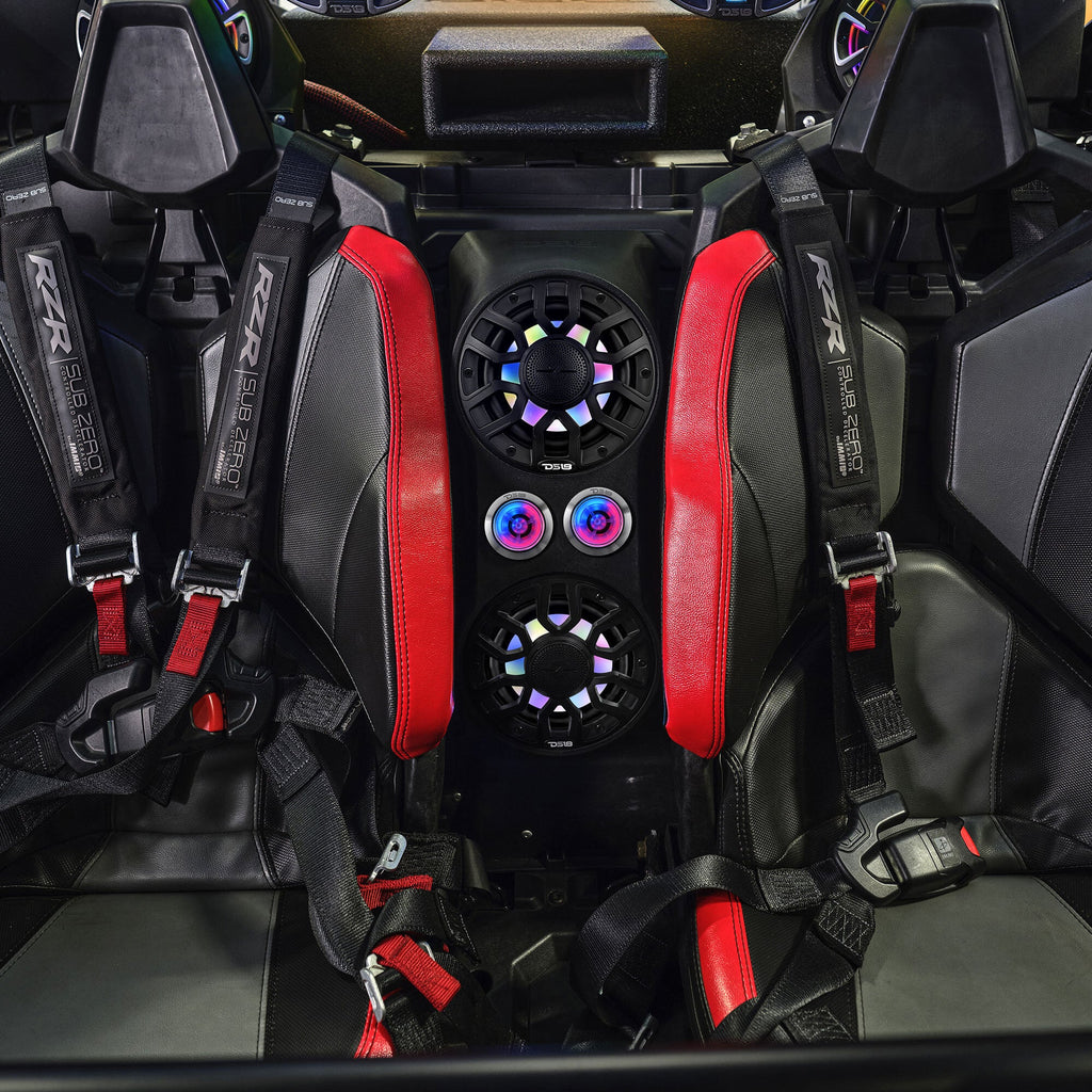 Polaris RZR Pro Waterfall Center Console Enclosure for 2020+ Models – Preloaded with 6.5" Speakers & 2.3" Tweeters | Digital LED Lights