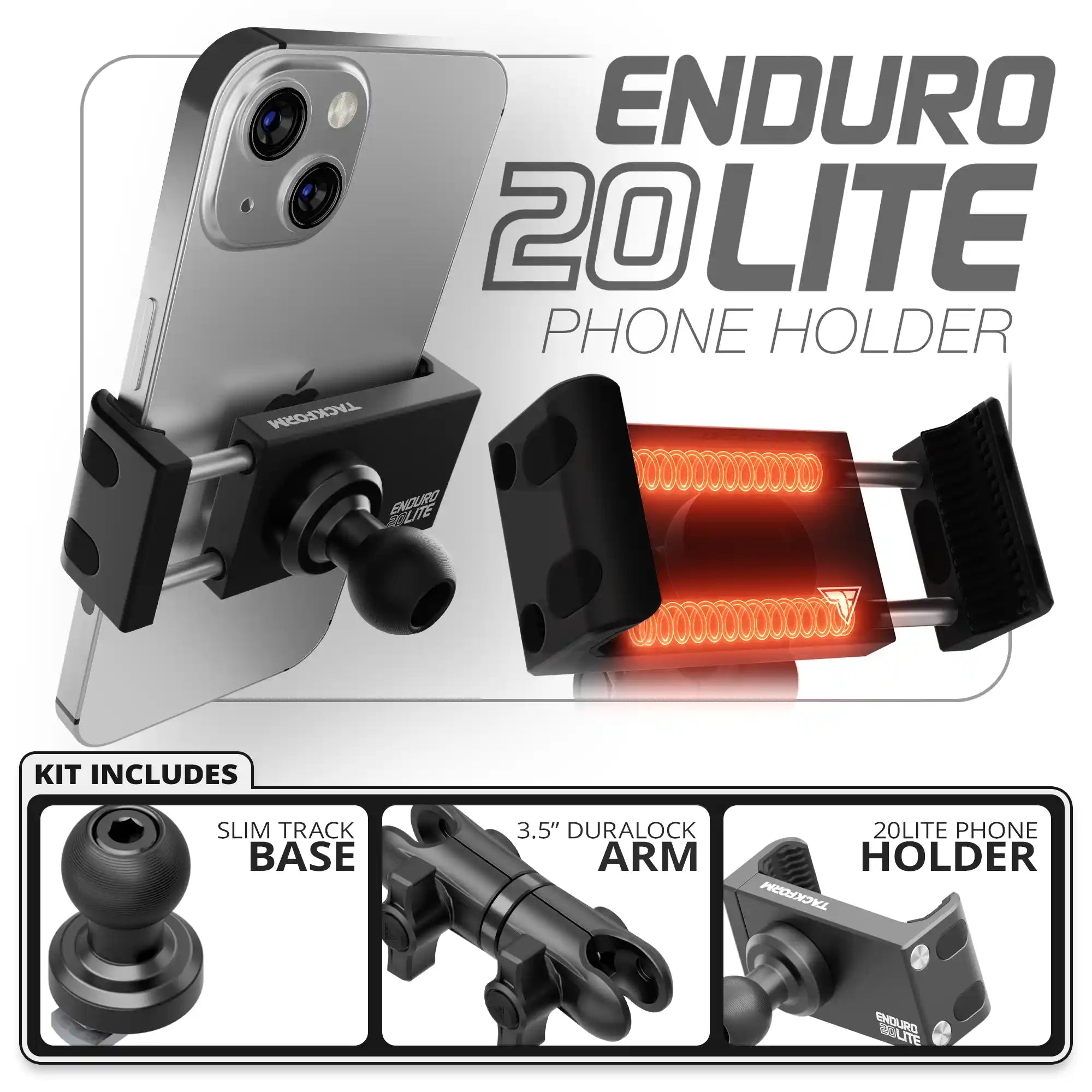 20LITE Phone Holder  | Slim Track Base | 3.5" DuraLock Arm