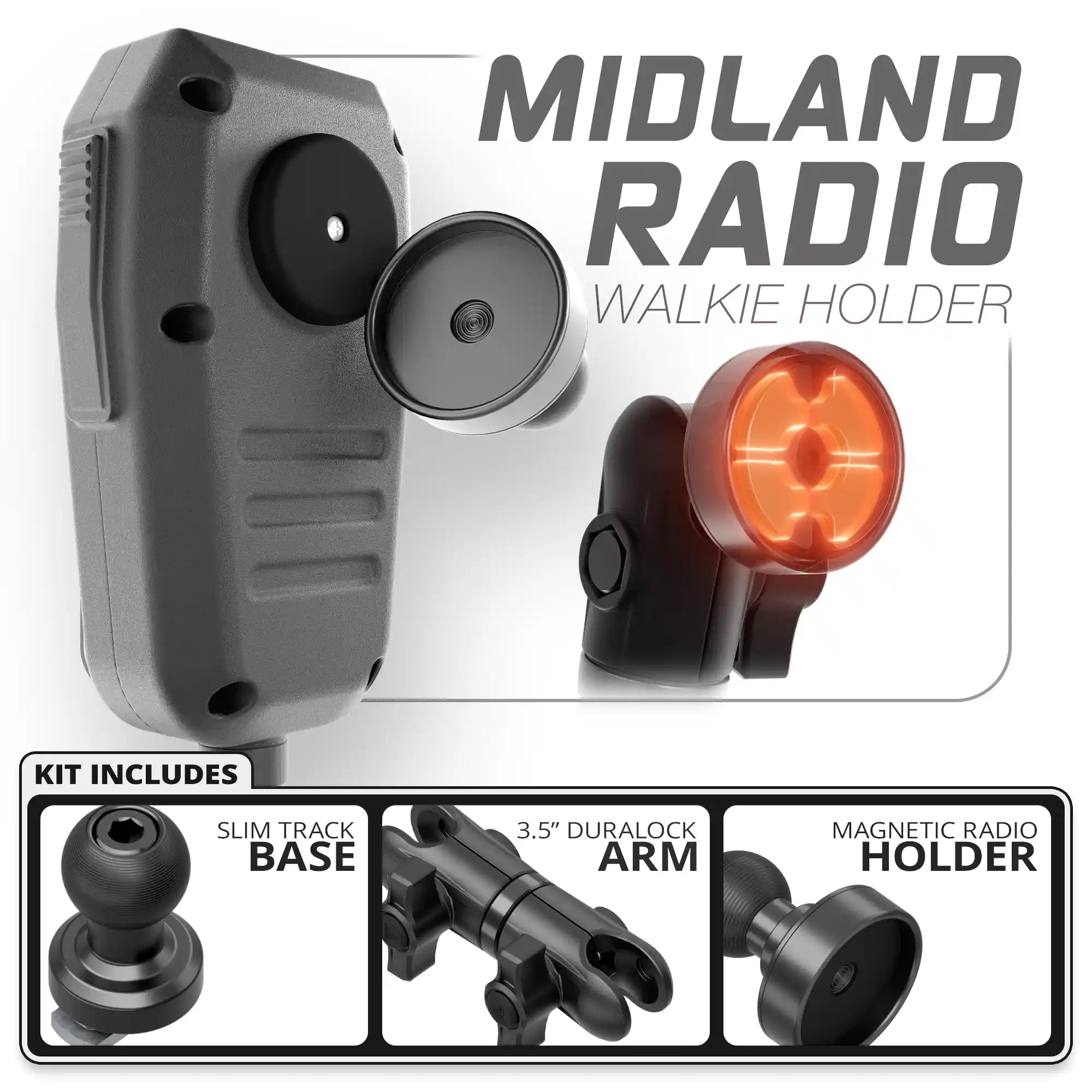 Midland MXT CB Mic | Slim Track Base | 3.5" DuraLock Arm