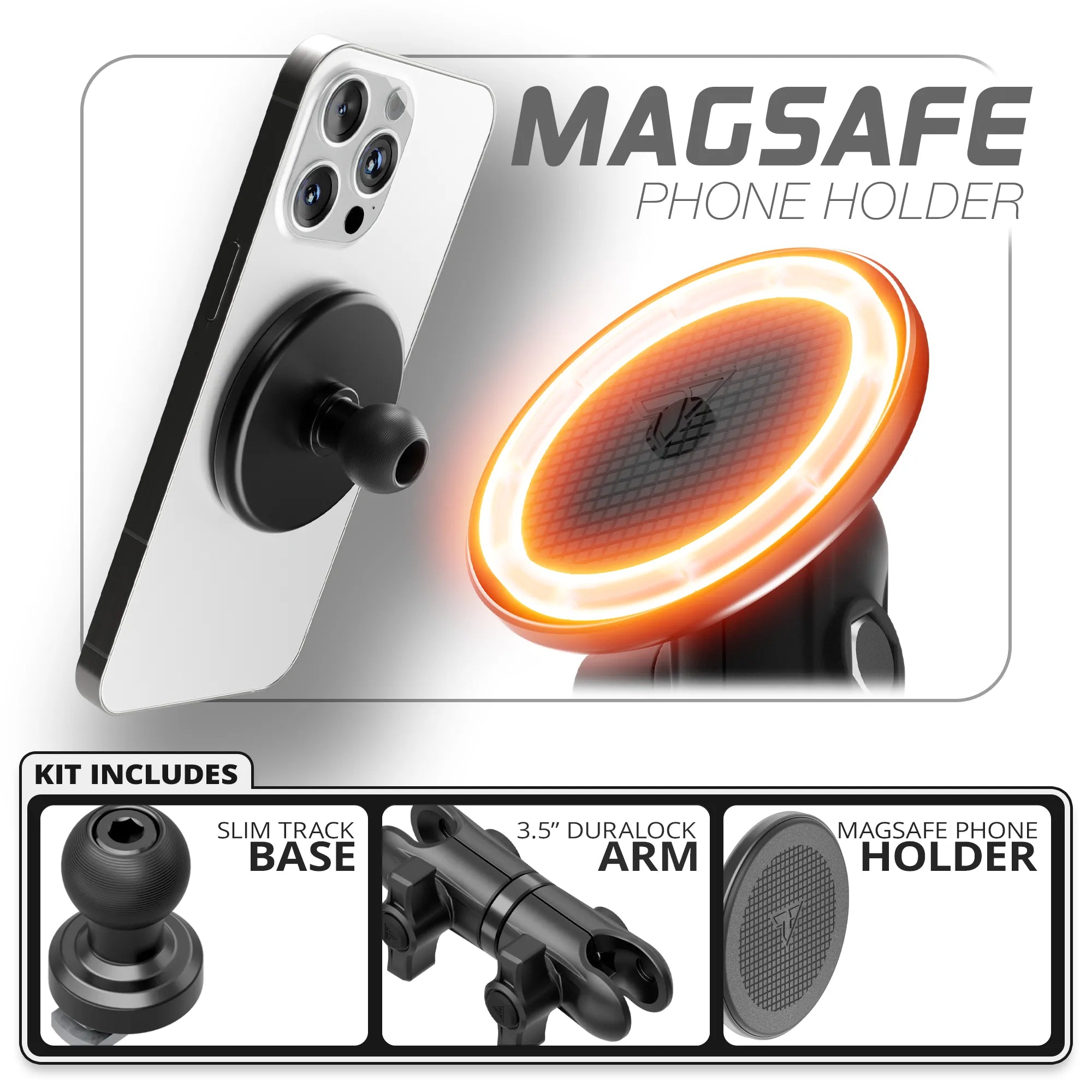 MagSafe Phone Holder | Slim Track Base | 3.5" DuraLock Arm