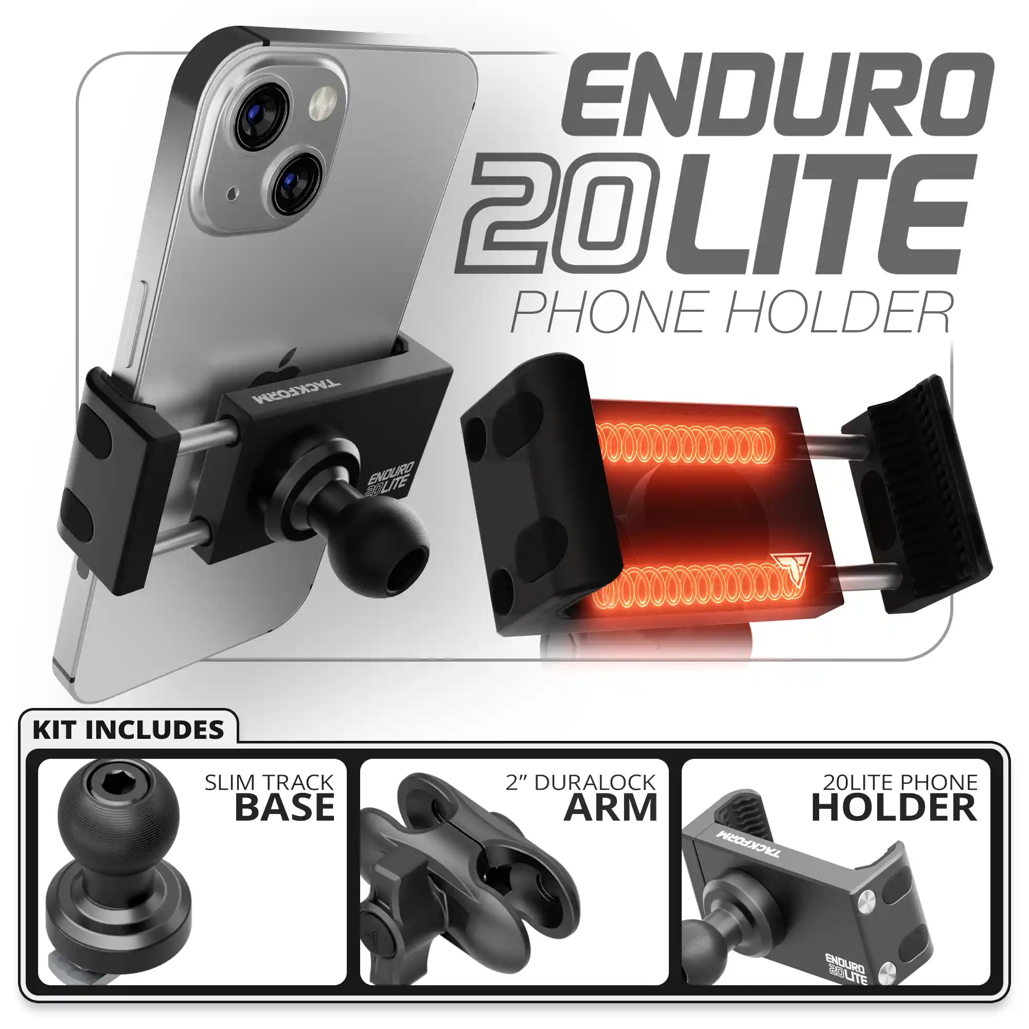 20LITE Phone Holder  | Slim Track Base | 2" DuraLock Arm