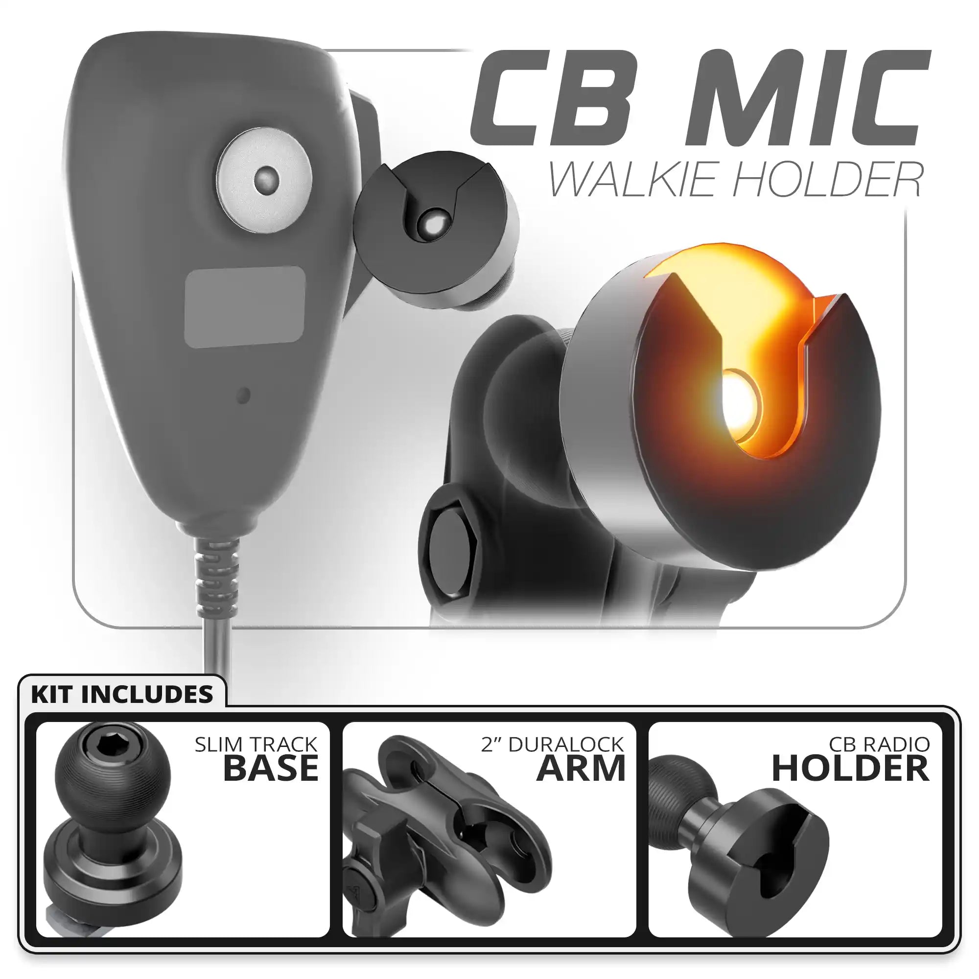 CB Radio Holder | Slim Track Base | 2" DuraLock Arm