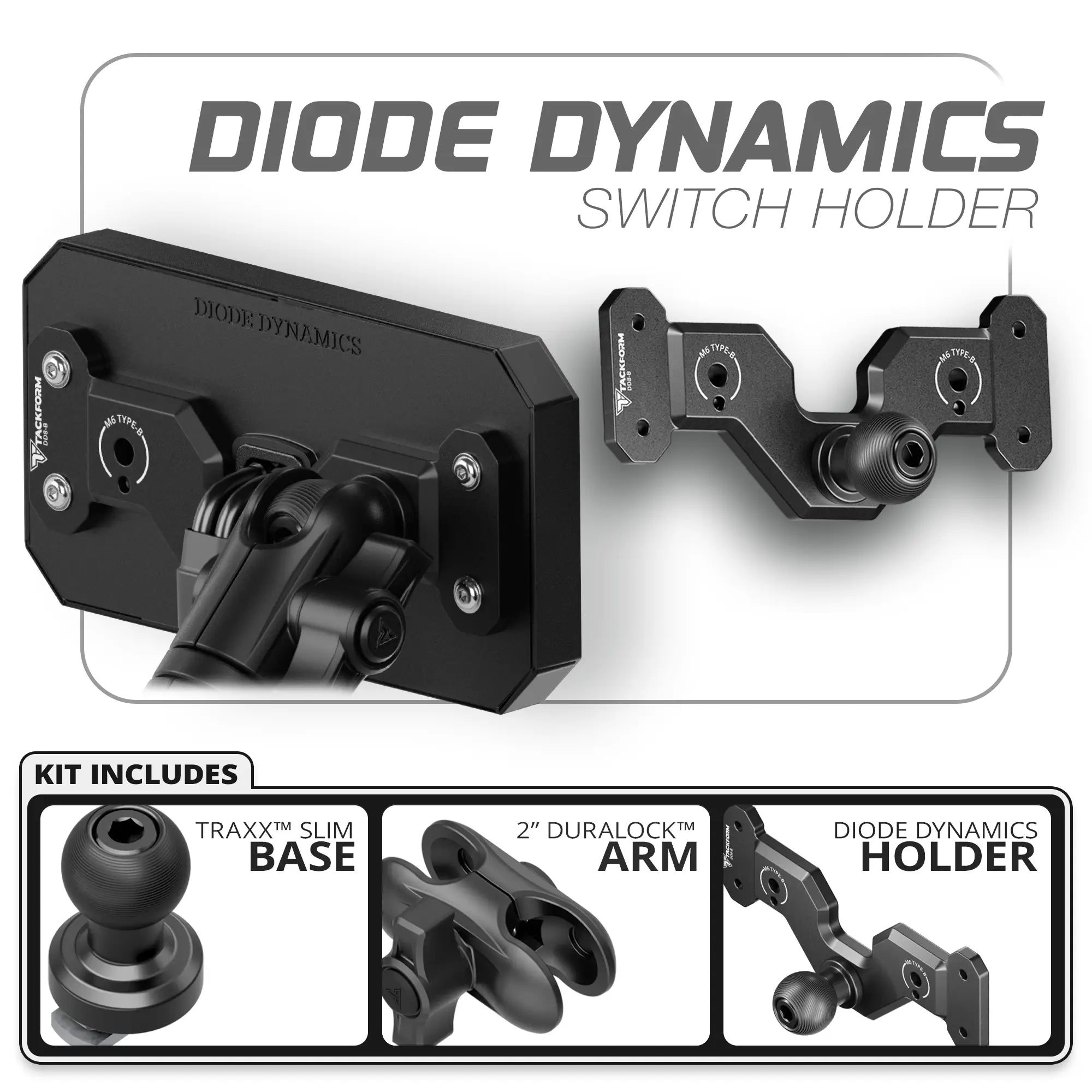 8 Channel Diode Dynamics D-Switch Holder | Slim Track Base | Choose Your Arm Length
