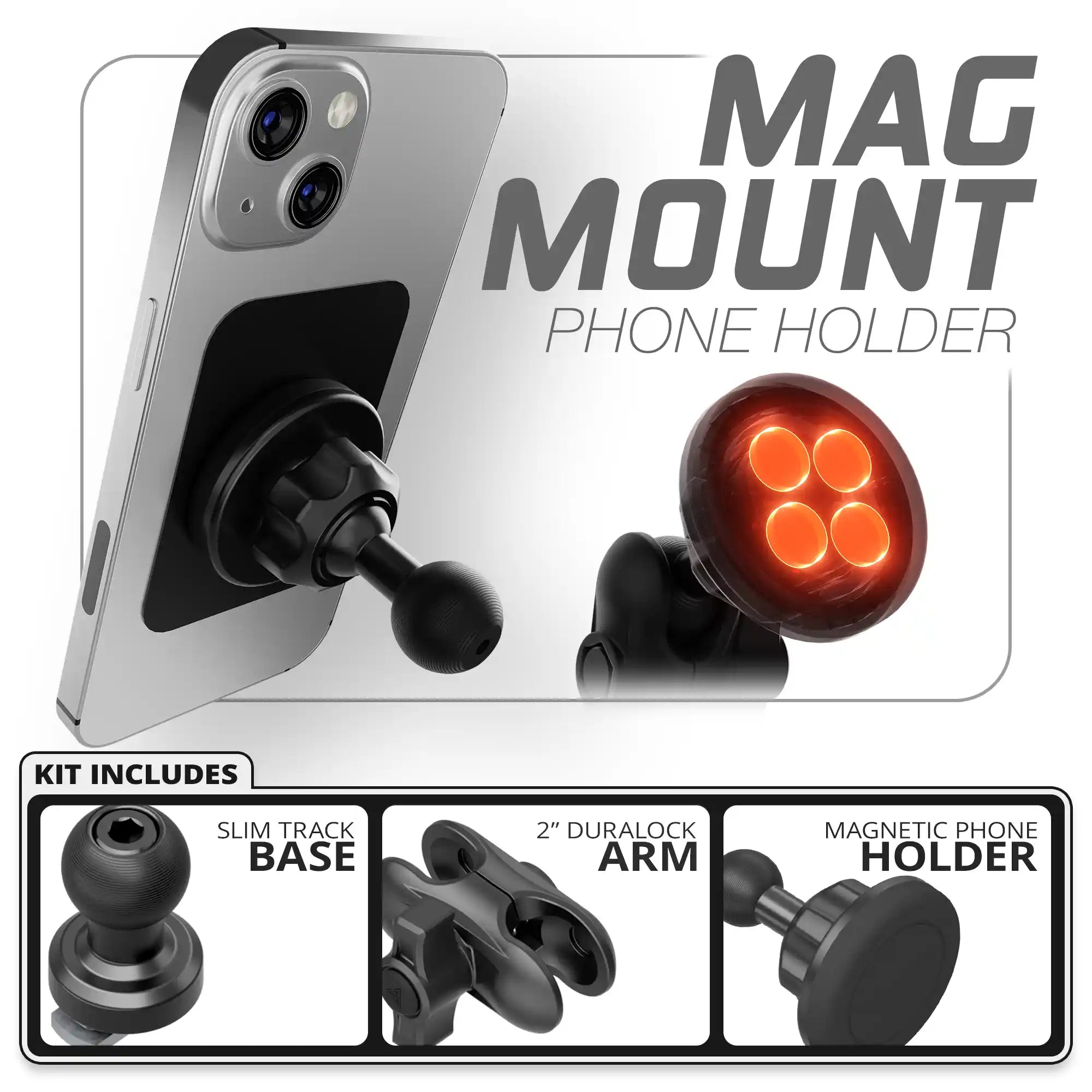 Magnetic Phone Holder | Slim Track Base | 2" DuraLock Arm