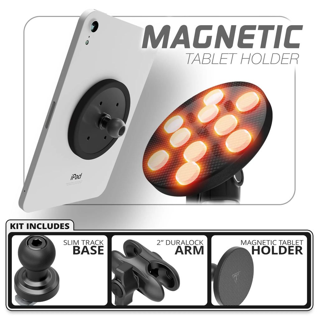 Magnetic Tablet Holder | Slim Track Base | 2" DuraLock™ Arm