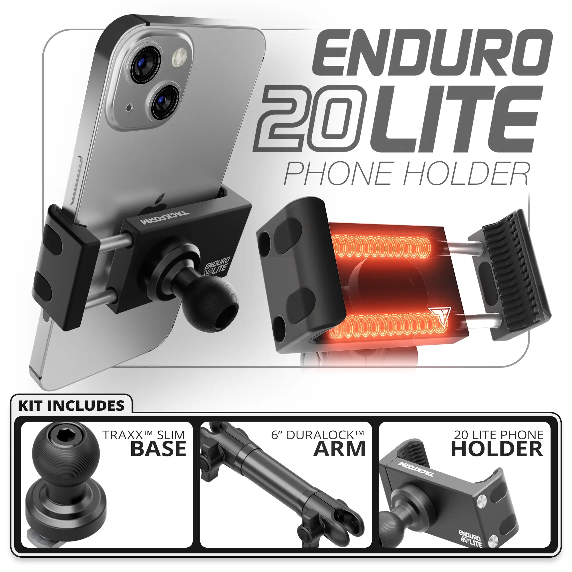 20LITE Phone Holder  | Slim Track Base | 6" DuraLock Arm