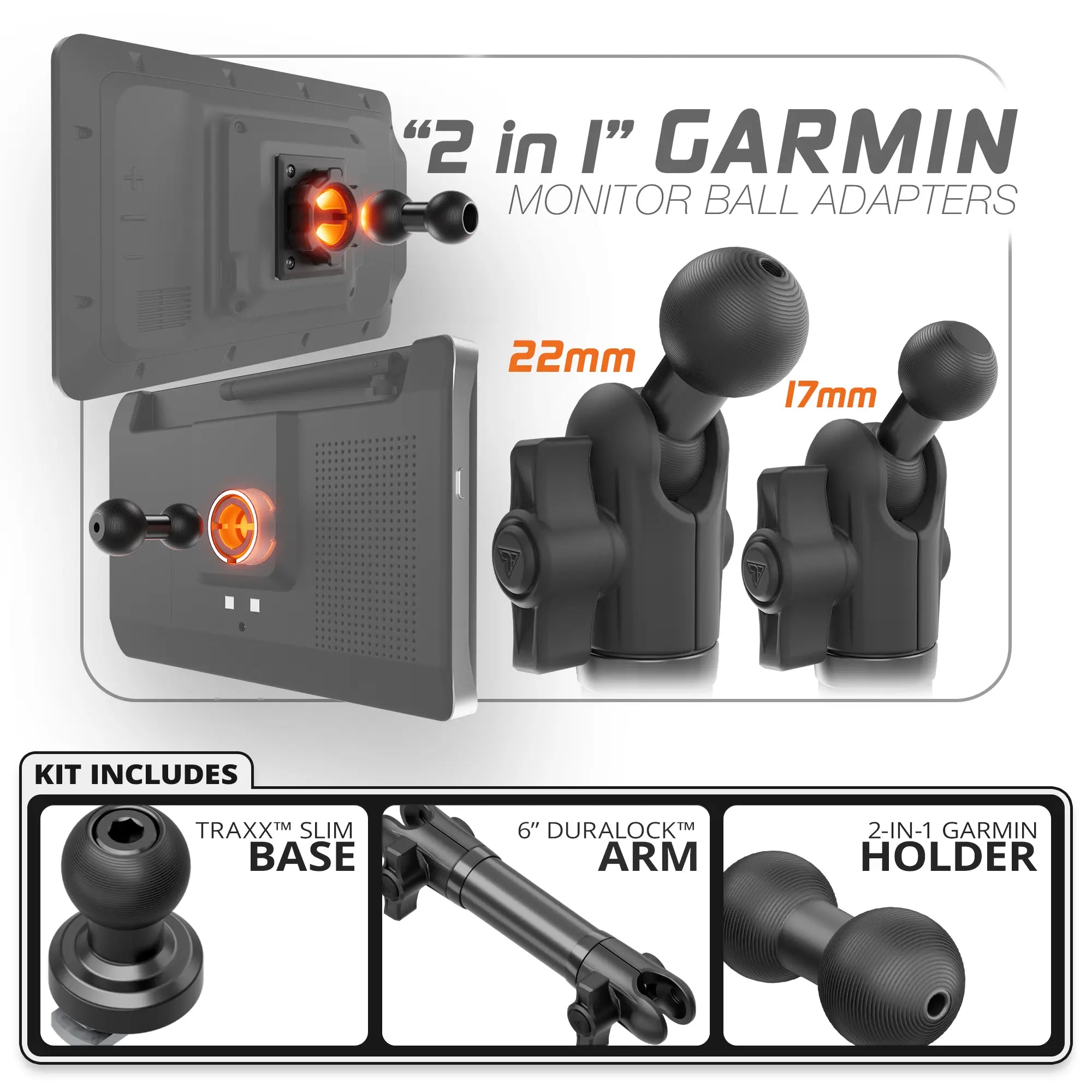 Garmin | Slim Track Base | 6" DuraLock Arm