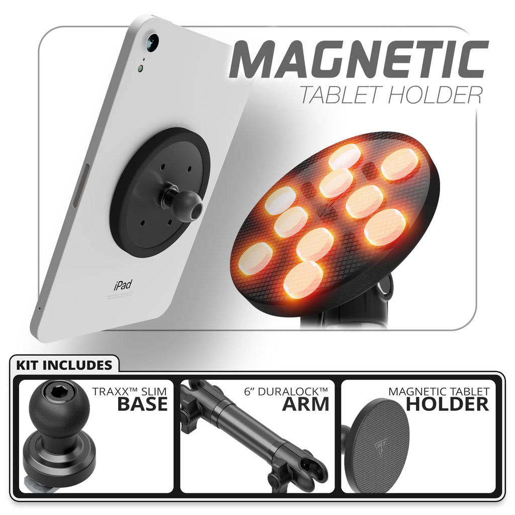 Magnetic Tablet Holder | Slim Track Base | 6" DuraLock™ Arm