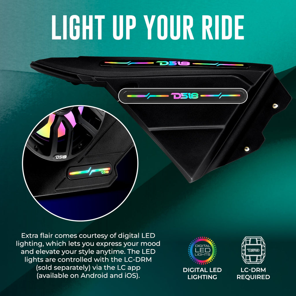 Polaris Slingshot Front Kick Panel Speaker Pods – Loaded with 8" NXL-IQ8/BK Speakers, PRO-TW1LD Tweeters & Digital LED Lights | 2020 - Current
