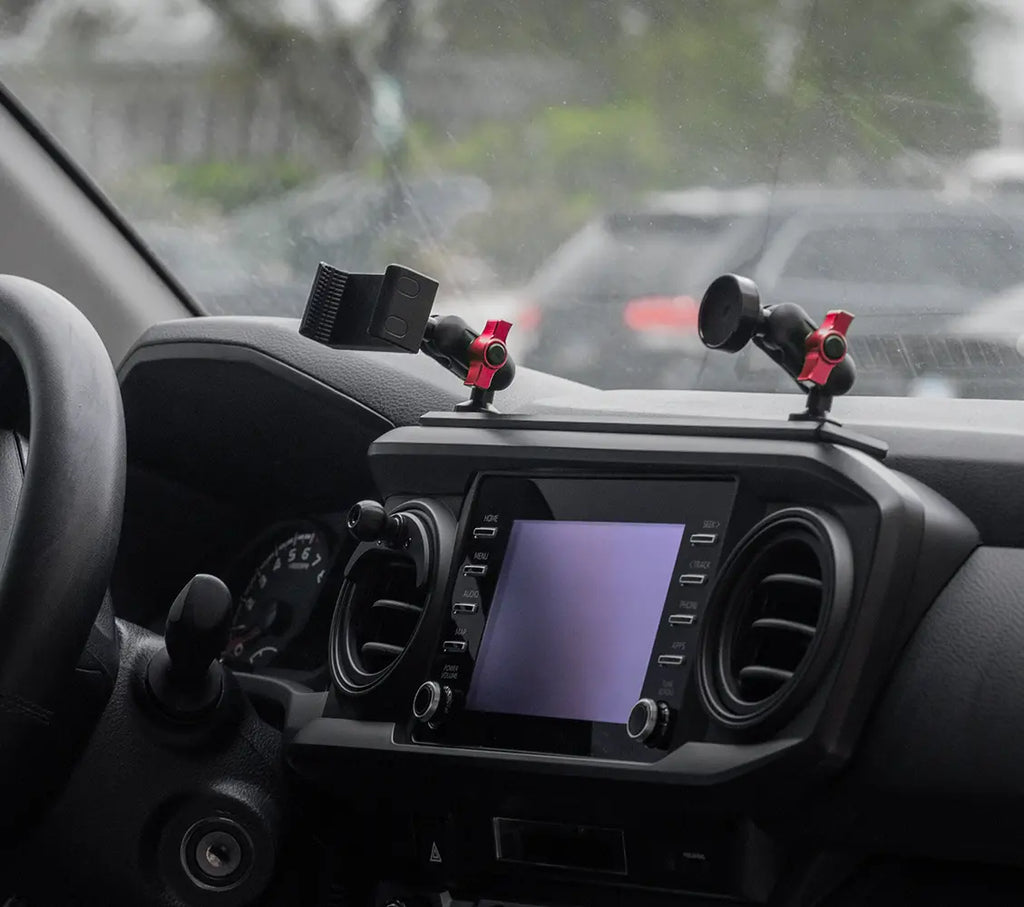 2016-2023 Toyota Tacoma Tackform Slim Track Dash Bracket With Dual 20LITE Phone Mounts