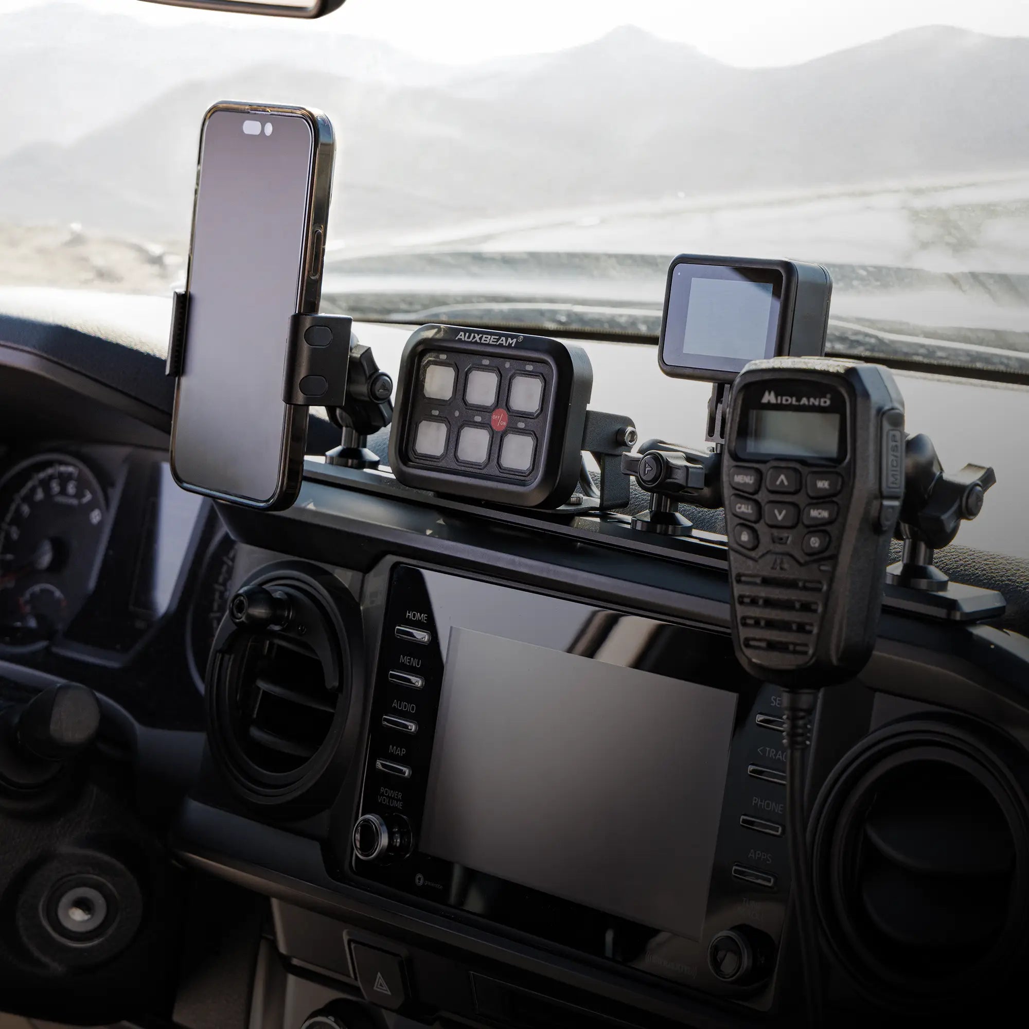 2016-2023 Toyota Tacoma Tackform Slim Track Dash Bracket With 20LITE Phone & Tablet Mounts