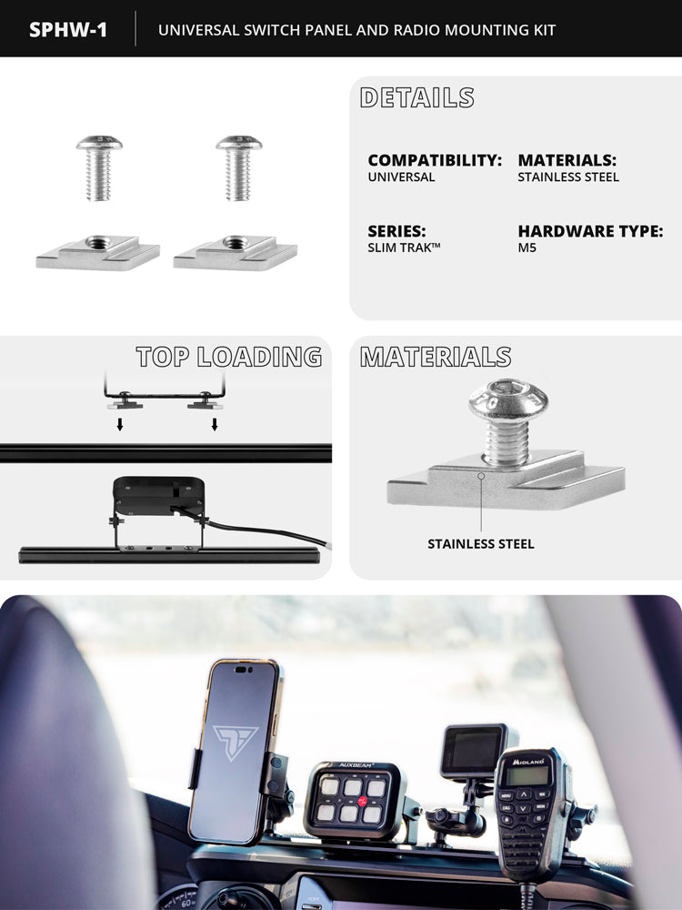 Switch Panel and Radio Mounting Hardware Kit | ONLY for use with Tackform - Slim Track  and TRAXX™ - Fast Track