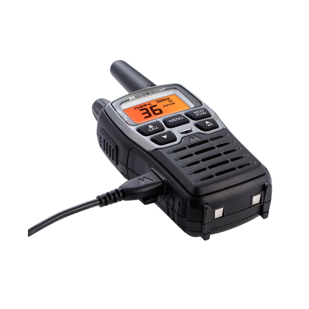 Midland X-TALKER, Pair of Radios with Batteries, DTC and USB Cable Charger, hard shell case, car charger, set of AVP1 headsets [A]