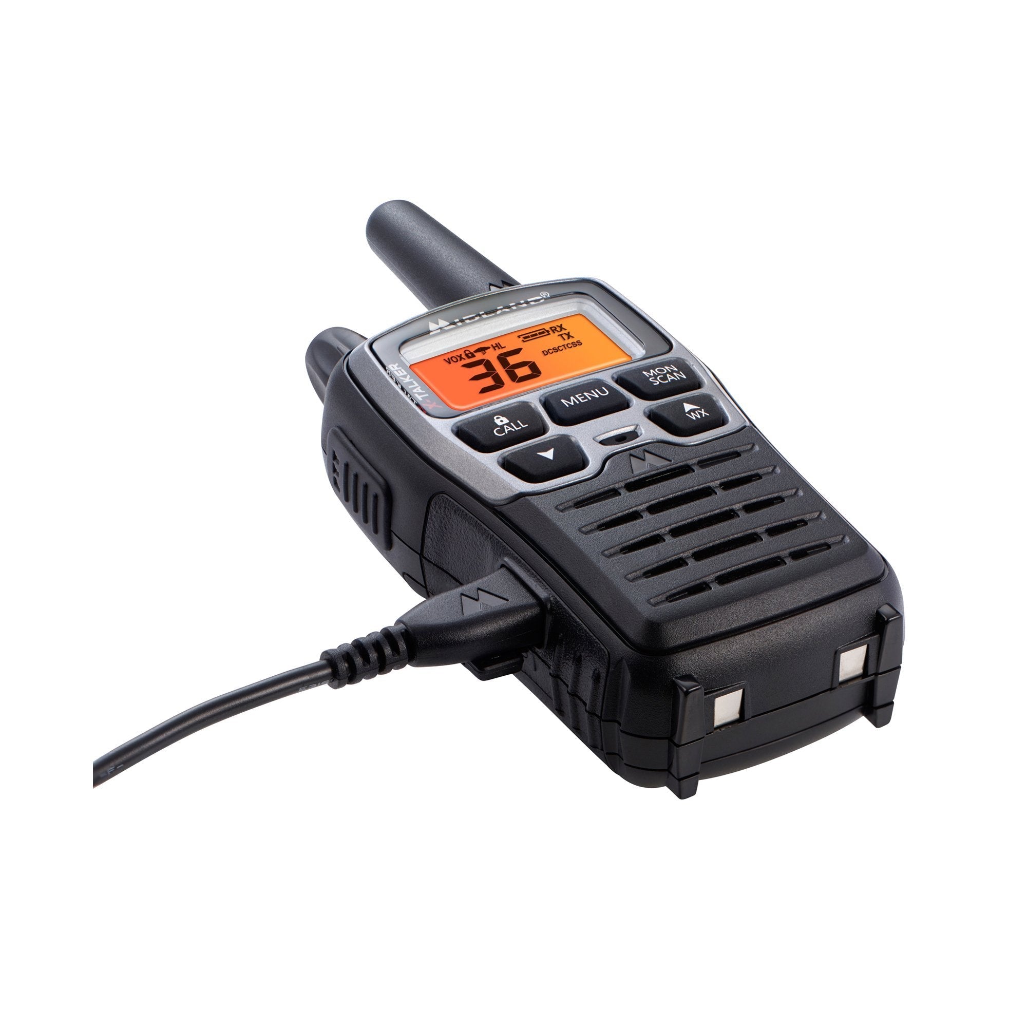Midland X-TALKER, Pair of Radios with Batteries, DTC and USB Cable Charger, hard shell case, car charger, set of AVP1 headsets [A]