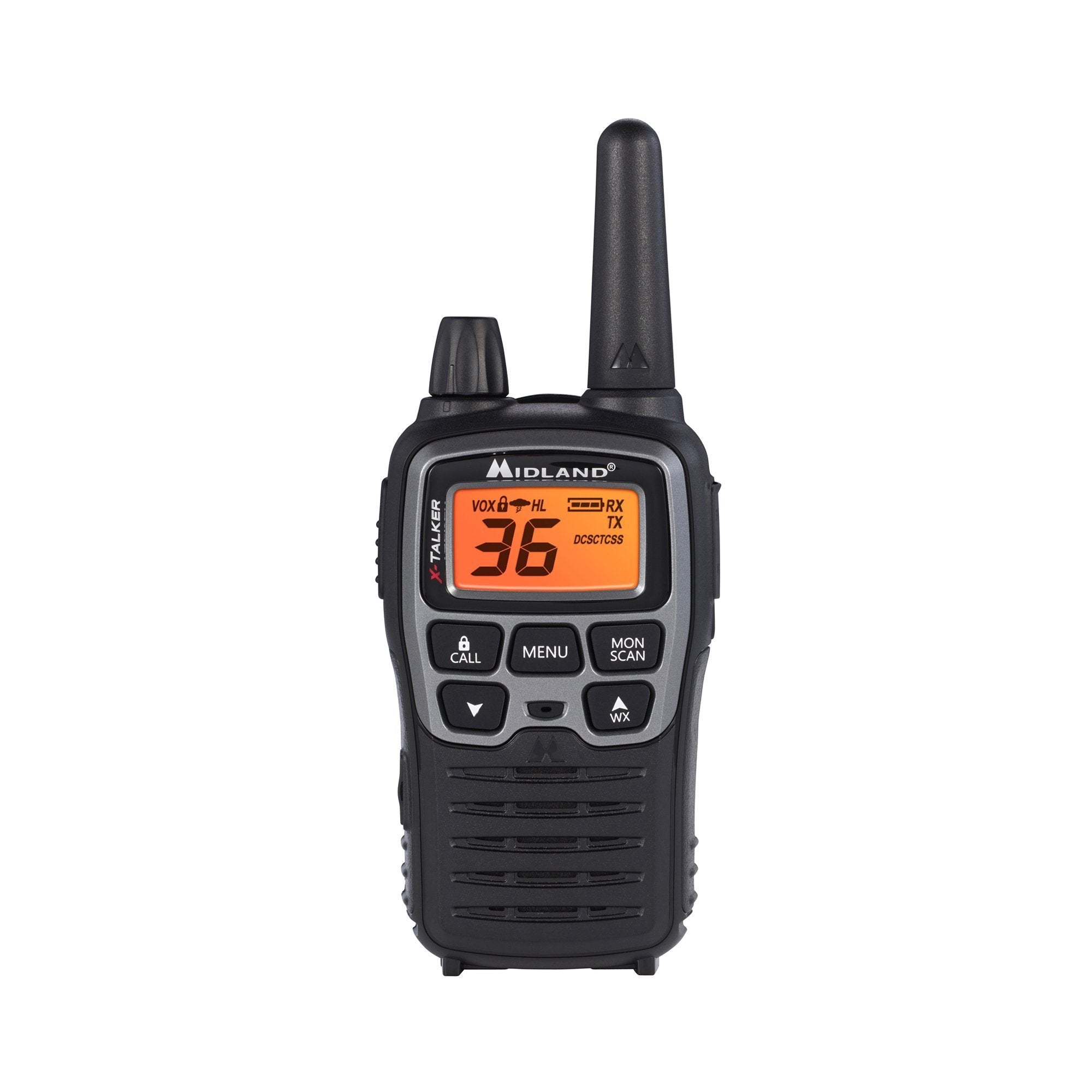 Midland X-TALKER, Pair of Radios with Batteries, DTC and USB Cable Charger, hard shell case, car charger, set of AVP1 headsets [A]