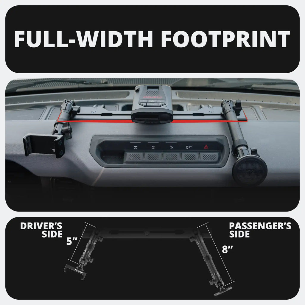 2021+ Ford Bronco & Bronco Raptor (Non-Sport) Tackform Slim Track Dash Bracket With MagSafe Charging Phone Mount