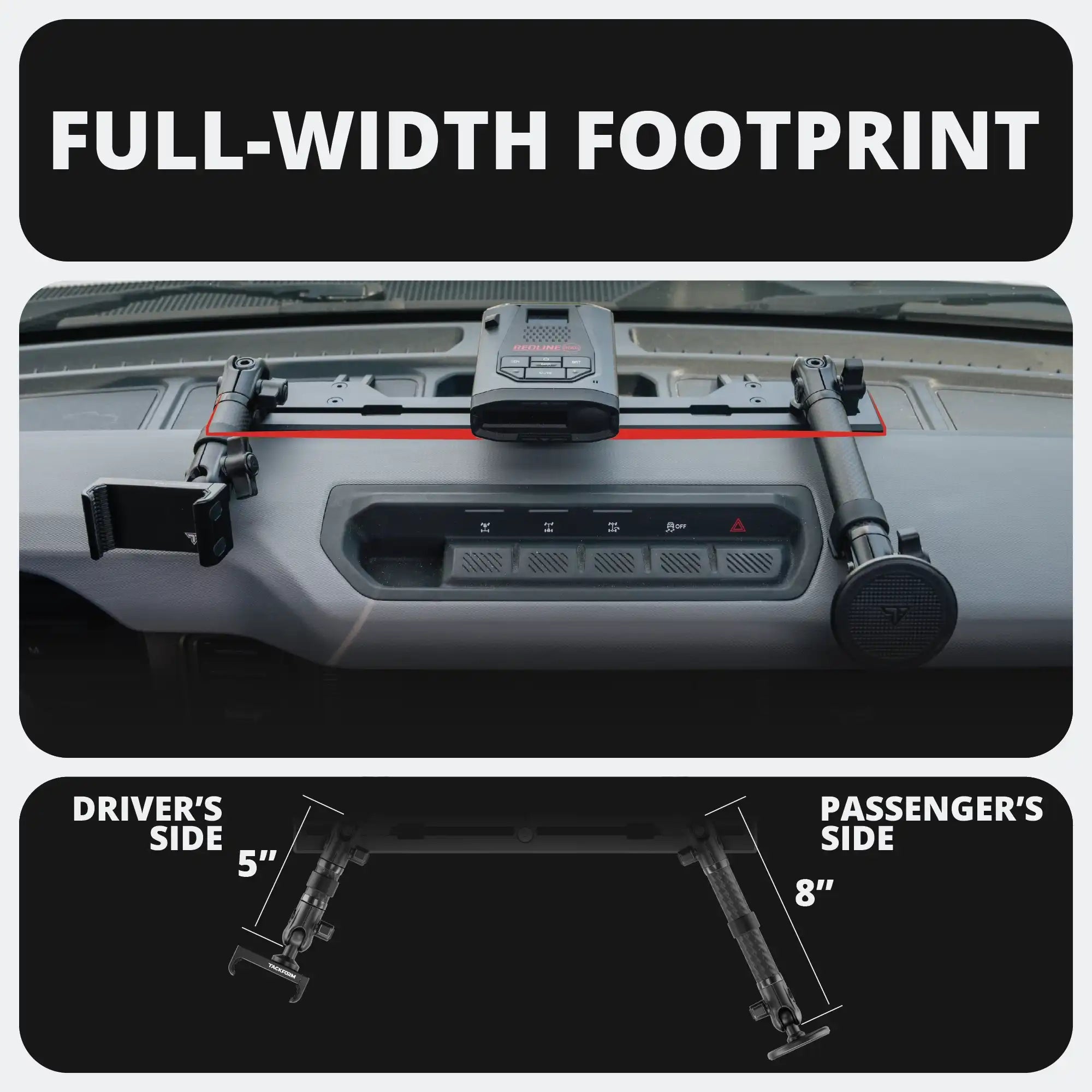 2021+ Ford Bronco & Bronco Raptor (Non-Sport) Tackform Slim Track Dash Bracket