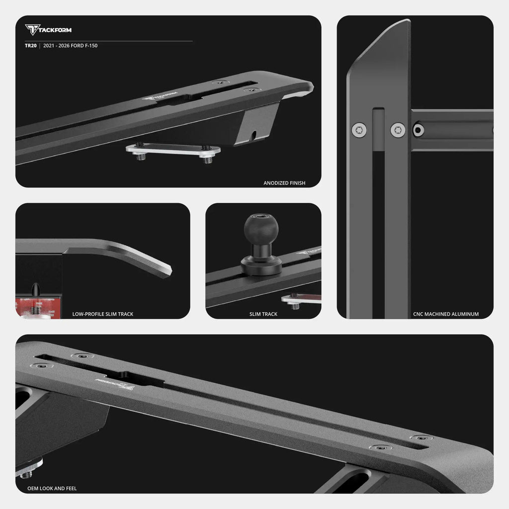 2021+ Ford F-150 (See Compatibility Info For Specific Year/Trim Fitment Details) Tackform Slim Track Dash Bracket With Dual MagSafe Phone Mounts