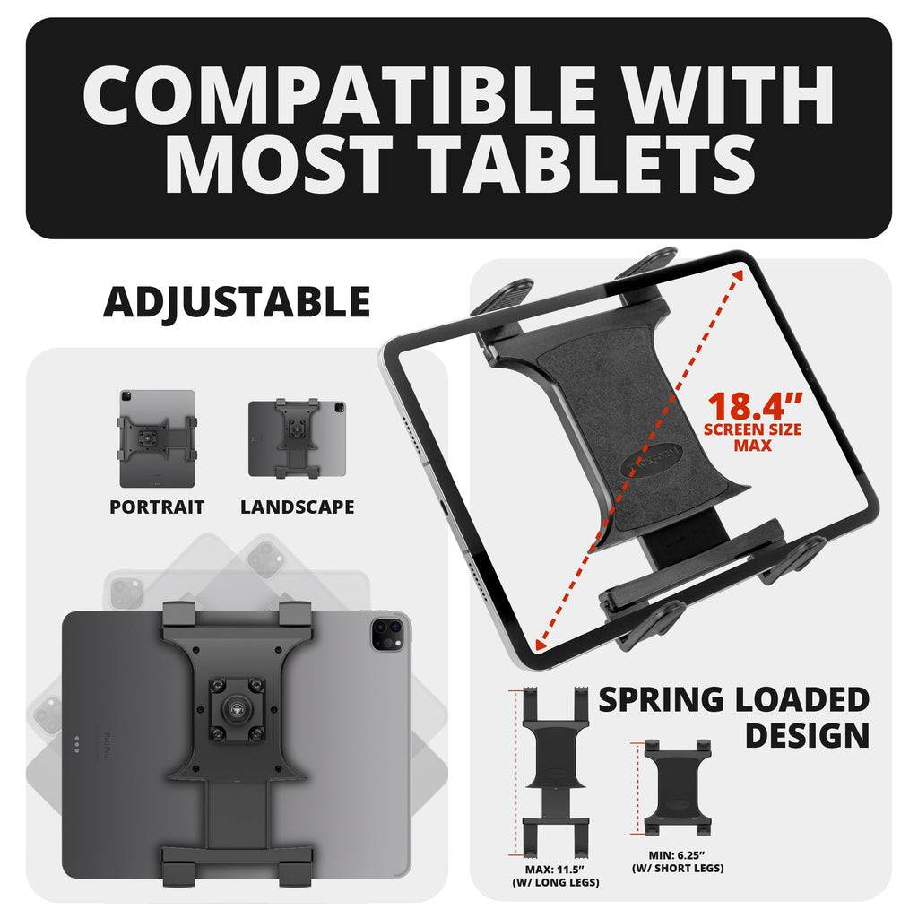 2008-2016 Ford Super Duty & 2011+ F-650/750 Tackform Slim Track Dash Bracket with Tablet Mount