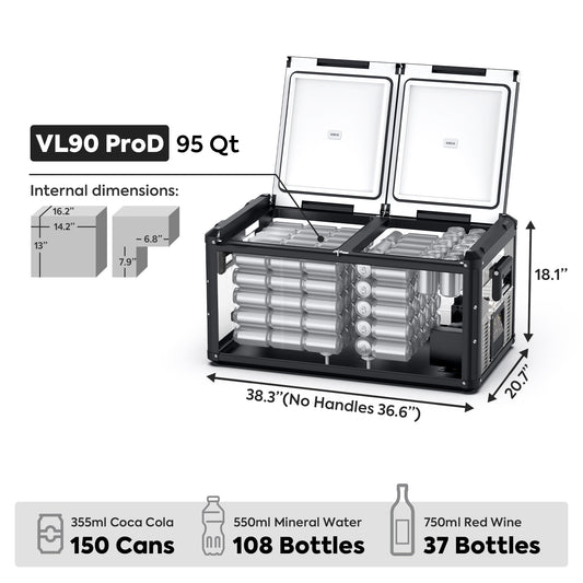 ICECO VL90 Pro Dual Zone 95QT Portable Cooler Black