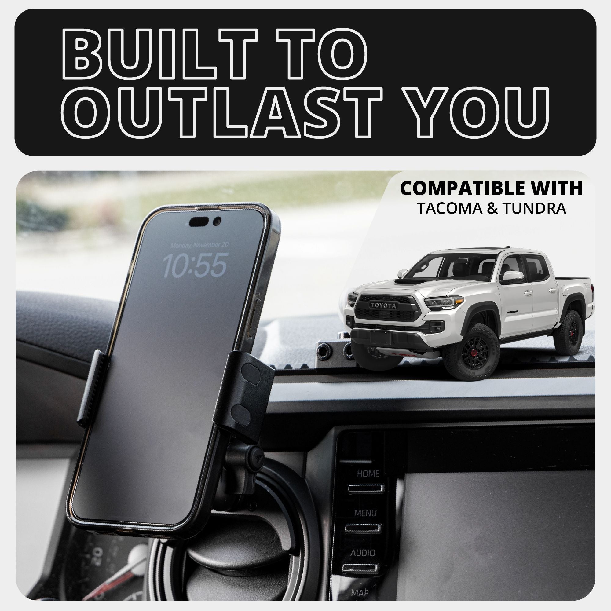2016-2023 Toyota Tacoma & 2014-2021 Tundra LINK™ Vent Mount Bracket With 20LITE Phone Holder | Choose Your Arm Length