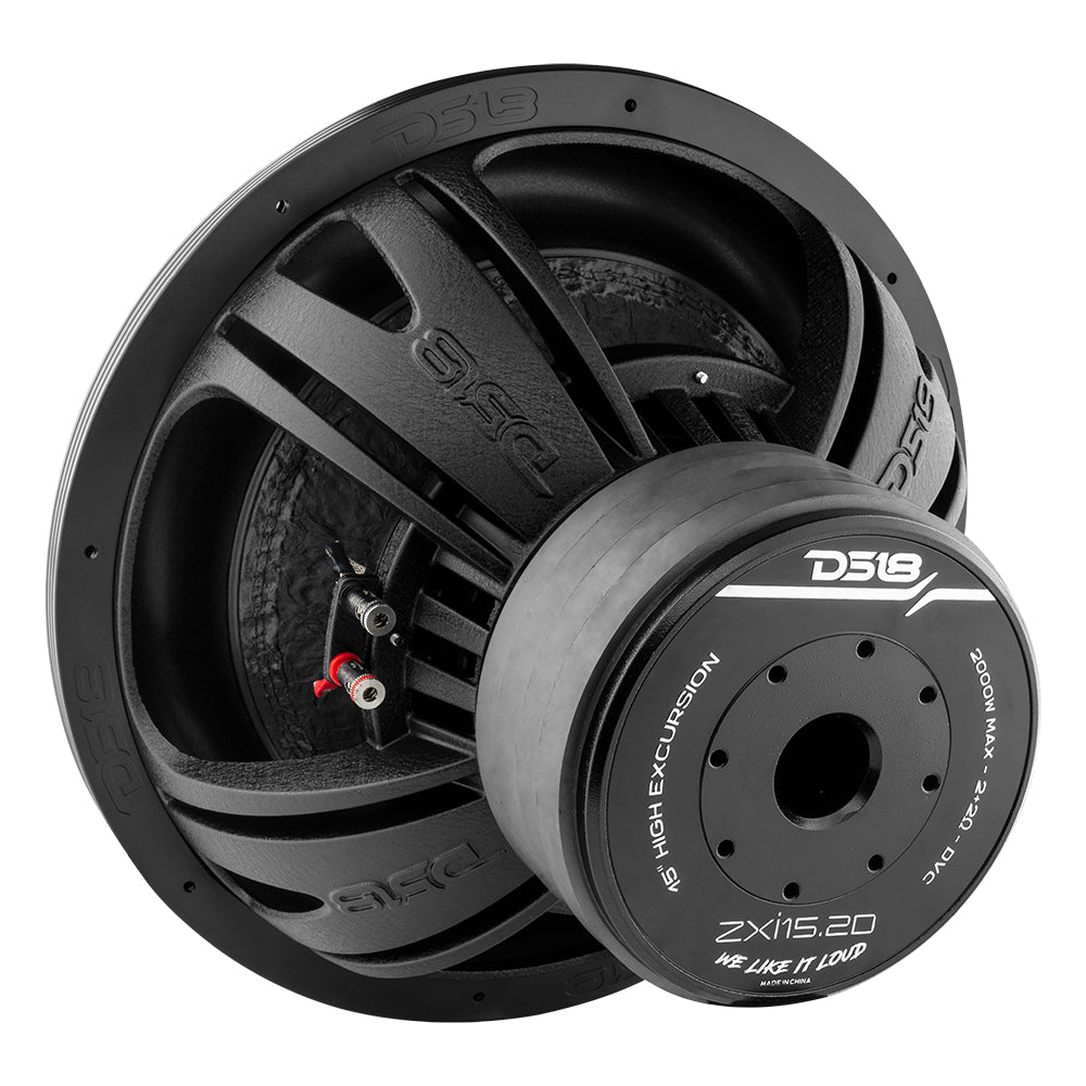 ZXI 15" High Excursion Subwoofer Quad Stacked Magnets | 1000W RMS DVC 2-Ohm