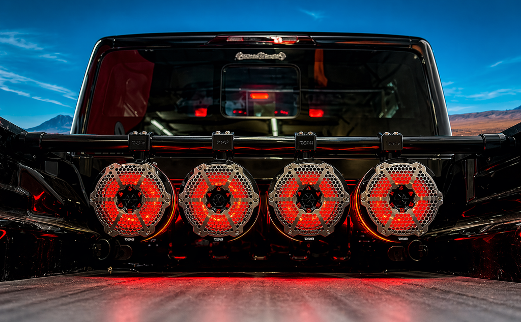 Jeep Gladiator JT Bed-Mounted Speaker Tower Bar | Adjustable Width | 2” Tube | Multi-Speaker Setup (Up to 8)