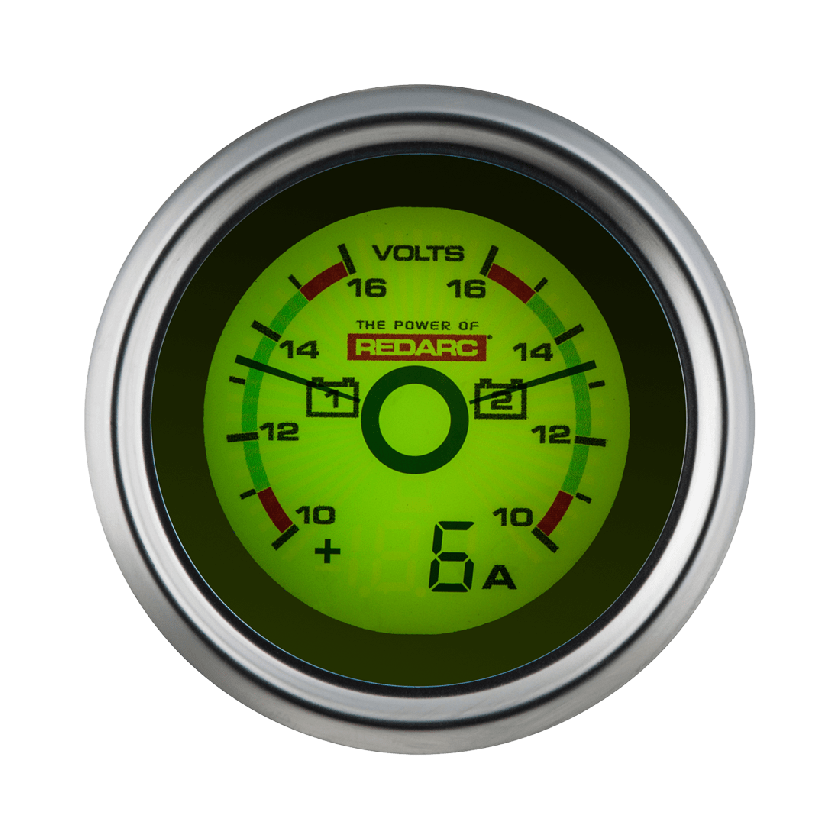 REDARC Dual Voltage 52mm Gauge with optional current display [A]