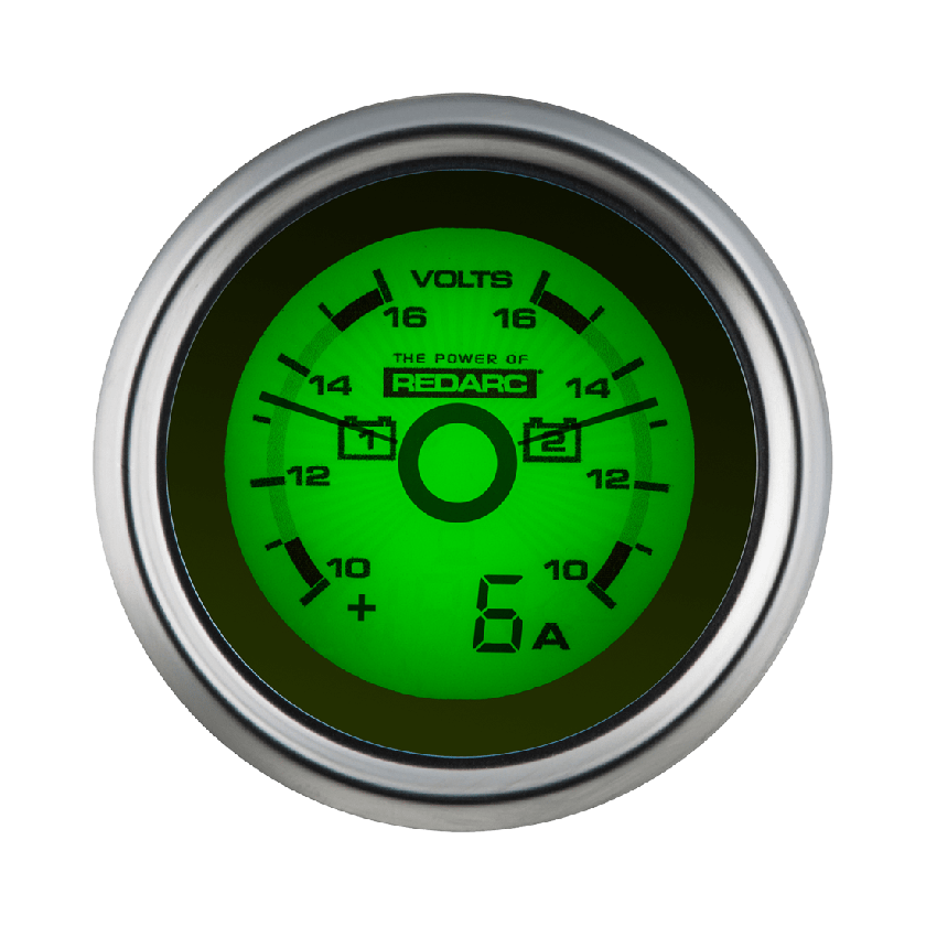 REDARC Dual Voltage 52mm Gauge with optional current display [A]
